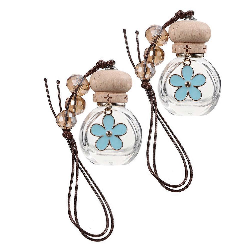 Car Diffuser Hanging Glass Bottle for Aromatherapy 4Pcs Blue Pendant
