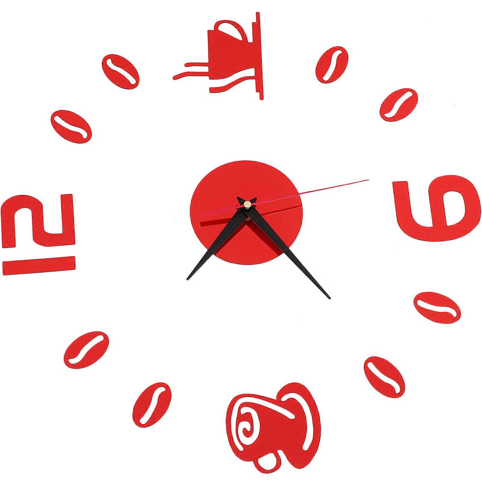 DIY Acrylic Wall Clock for Home Use 5Pcs Red Mute Wall Clock Decor
