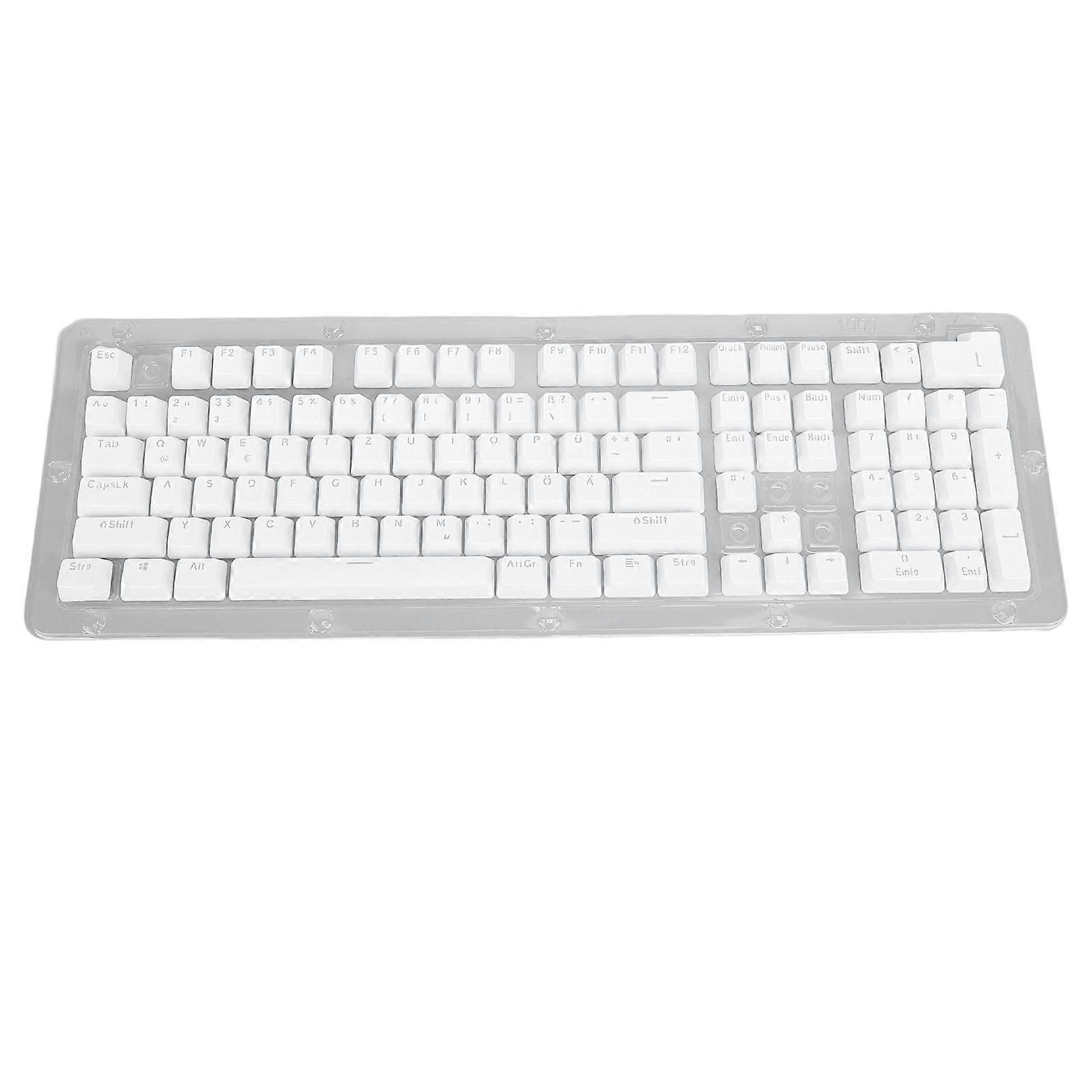 108 Key German Keyboard Keycaps Minimalist Mechanical Keyboard Translucent Keycaps for 61 64 68 84 87 96 98 100 104 108 Keyboards White