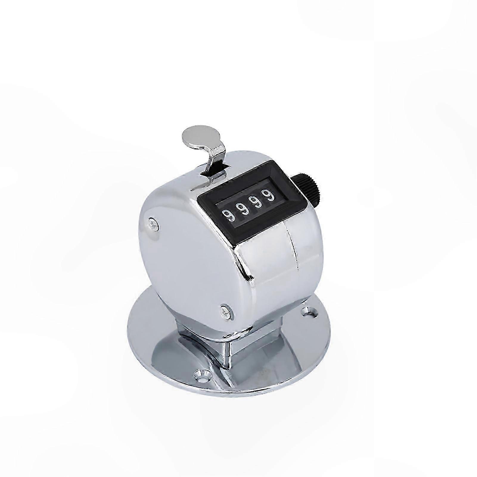 Compact Silver Hand Tally Counter - 4-Digit Metal Design, 5.6cm x 6cm, Lightweight & Portable