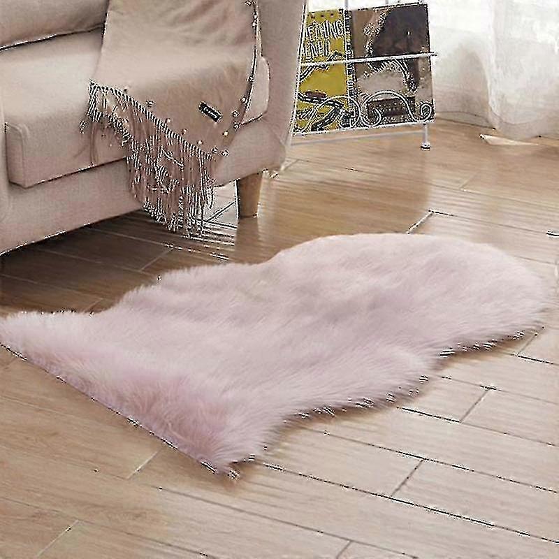 ソフトシープスキンふわふわフェイクファーカーペットホームフロアマットスモールラグライトピンク40x60cm