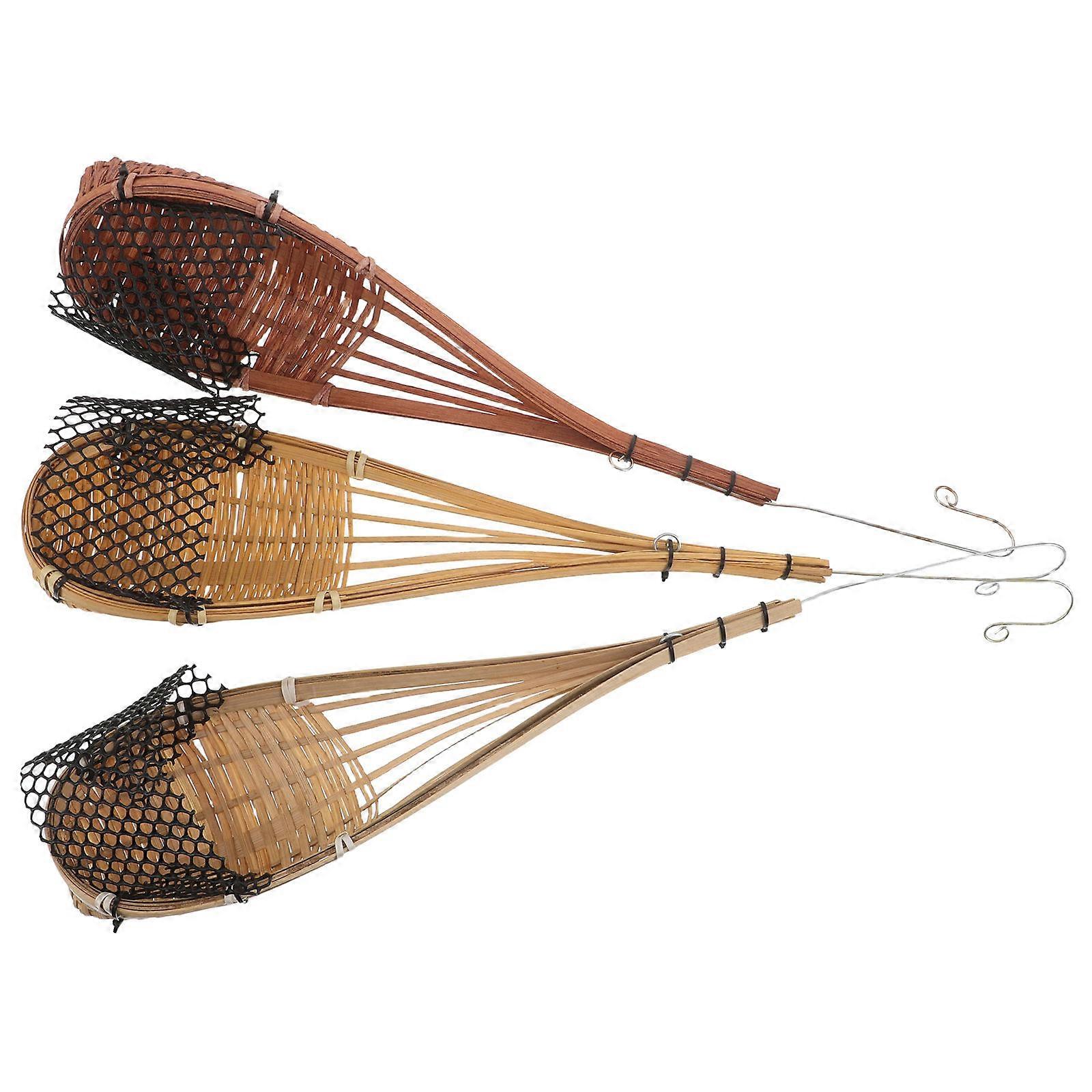 Rustic Plant Holder Bamboo Hanging Basket for Home 3Pcs Assorted