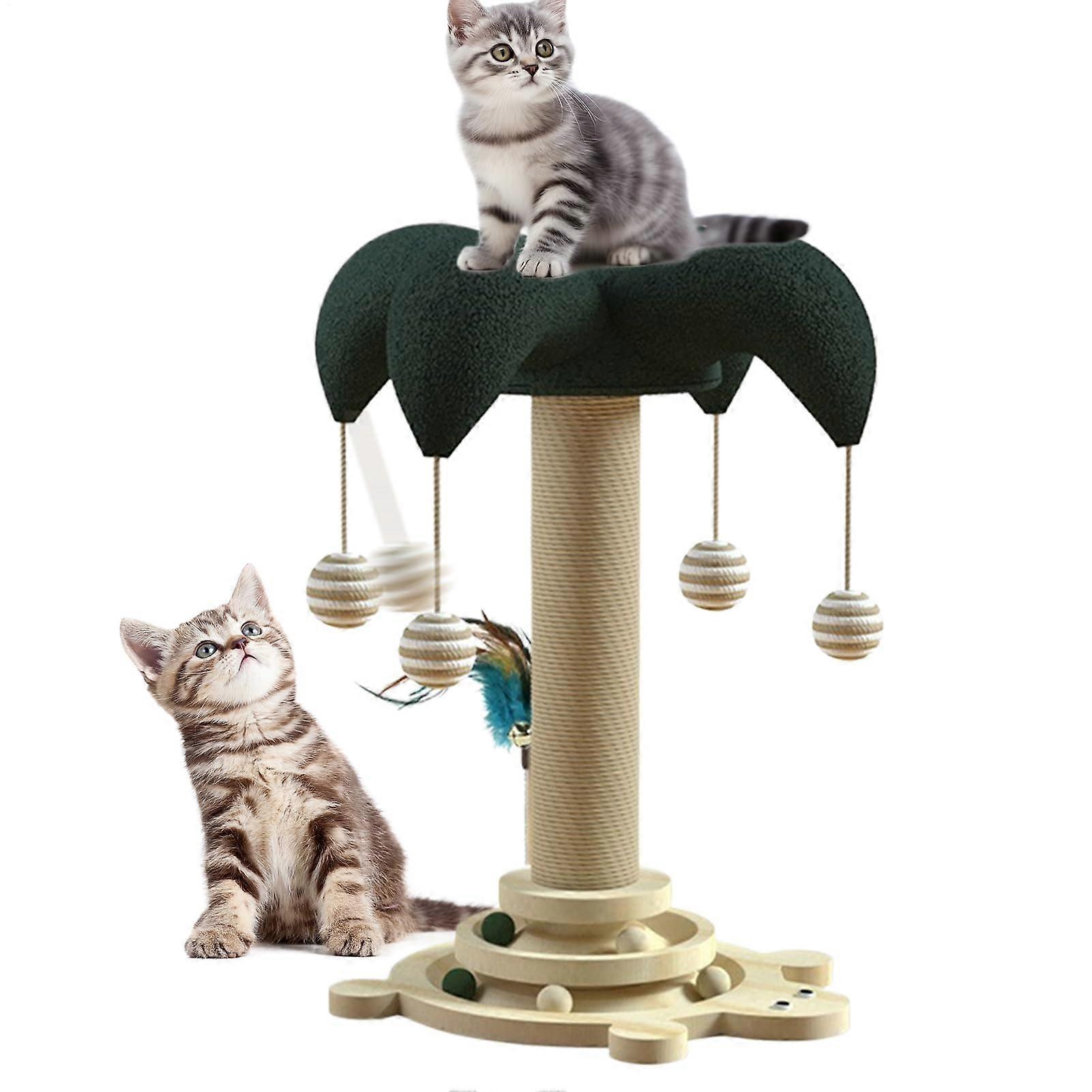 Cat Scratching Post Sisal WearResistant Kitten Scratcher BallTrack Turntable Toy For Puppy Training Small & Large Breed