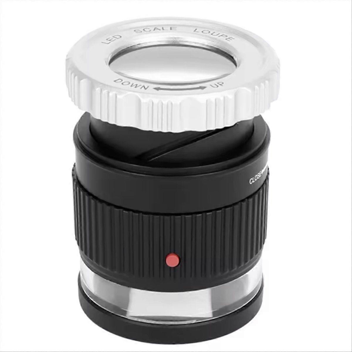 30X Adjustable Magnification Magnifier Metal Cylinder Mirror with Scale Small Reading Mirror Jewelry Magnifier