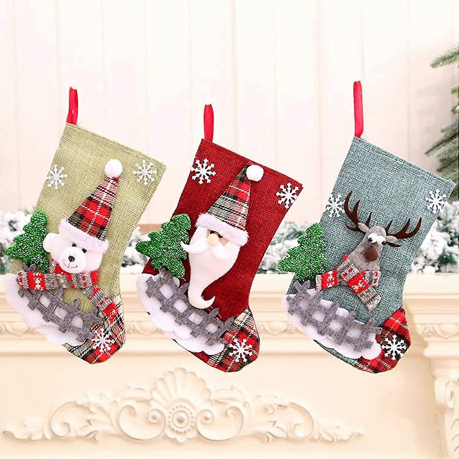 3 Pack Christmas Stocking Bag Ornaments
