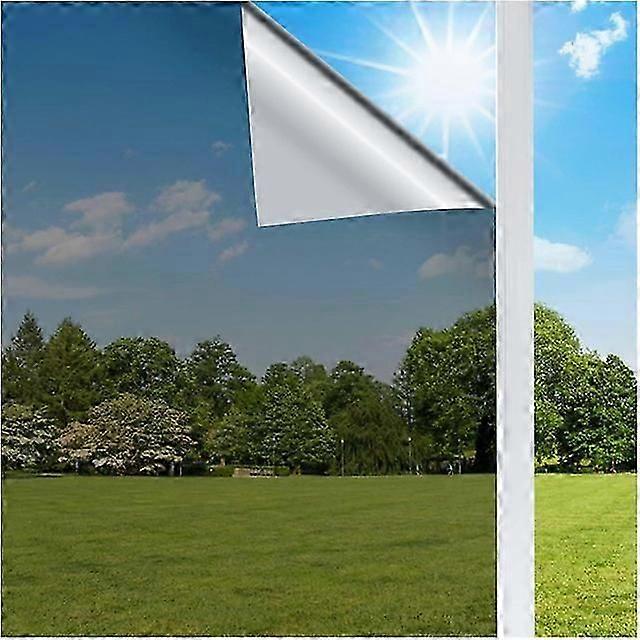 Window Privacy Film Window Tint One Way Window Film Sun Blocking Non-Adhesive Heat Control Mirror Static Cling Glare Reduction Anti UV Removable for H