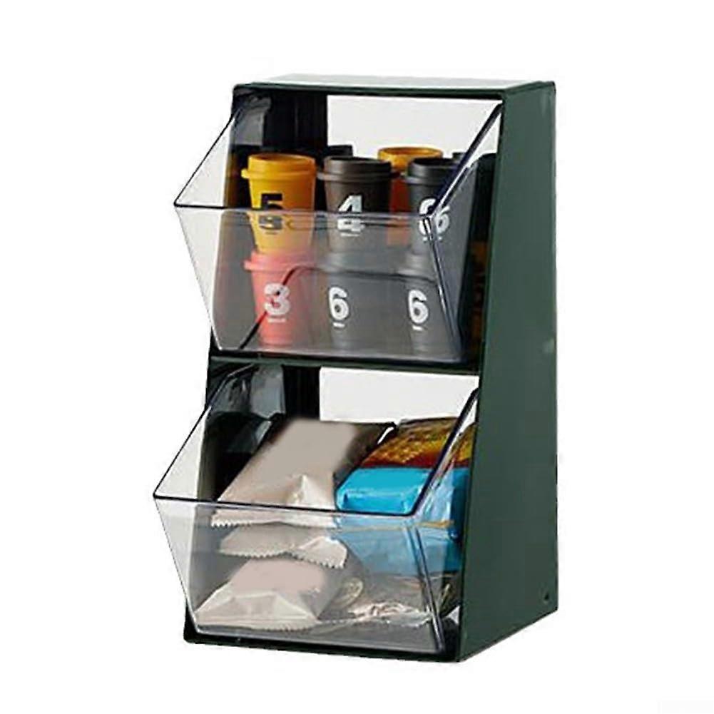 Double Tiered Storage Solution Tea Bag Holder Green TwoTier Countertop Organizer