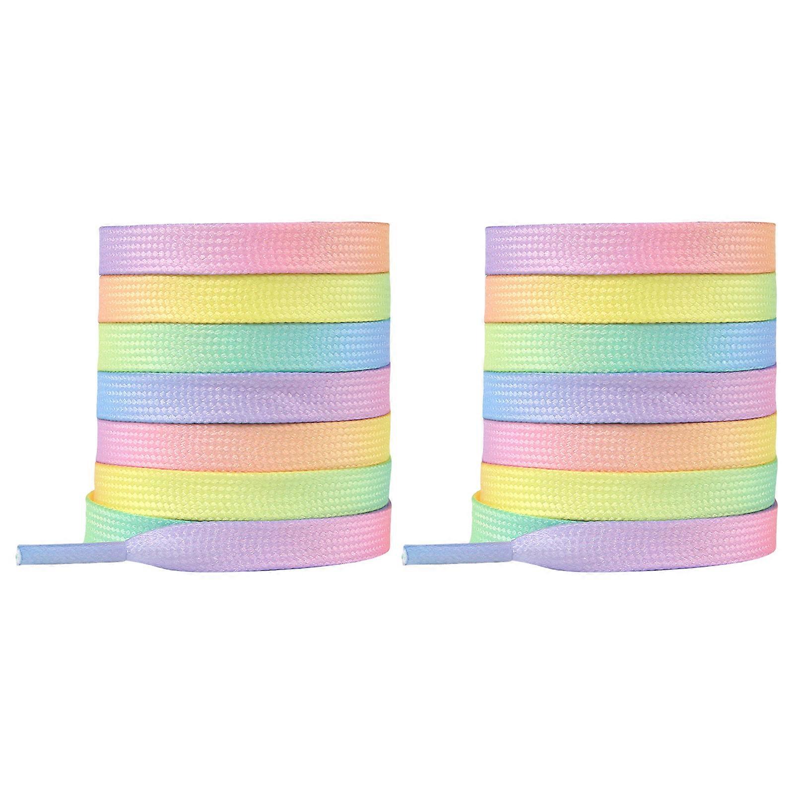 Gradient Colorful Replacement Shoelaces 0.9cm Width Polyester Shoe Laces Strings For Casual Sneakers Training Shoes  color