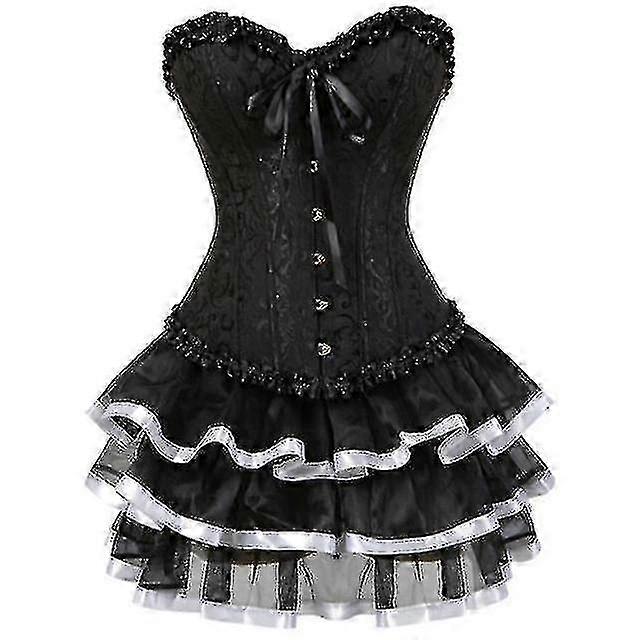 Szexi fűzők Ruhák nőknek Plus size jelmez Overbust Burlesque fűző és miniszoknya szett Tutu C