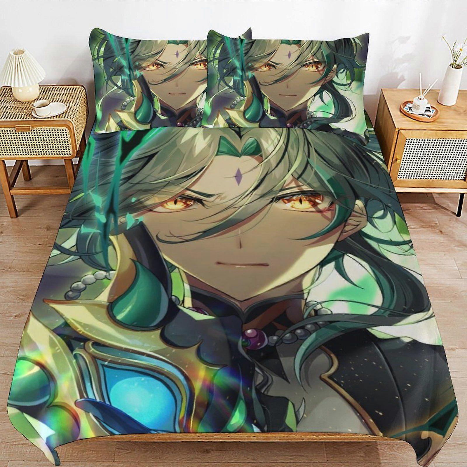 t95 Genshin Impact xiao Long Thread Comfort Soft Zipper Closure Functional Fit Bedding Duvet Cover Sets for Restful Sleep d95