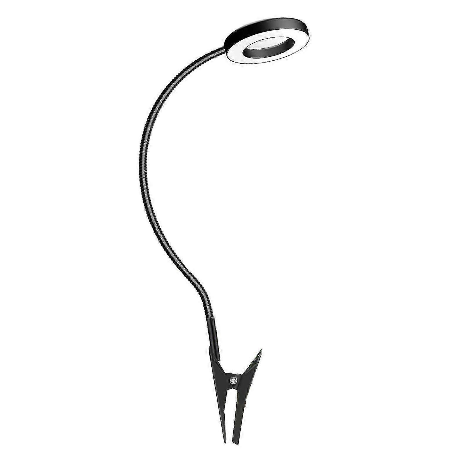Lmpara de cultivo LED de espectro completo con cuello de cisne de 360 grados, alta luminosidad, regulable, con pinza, color negro.