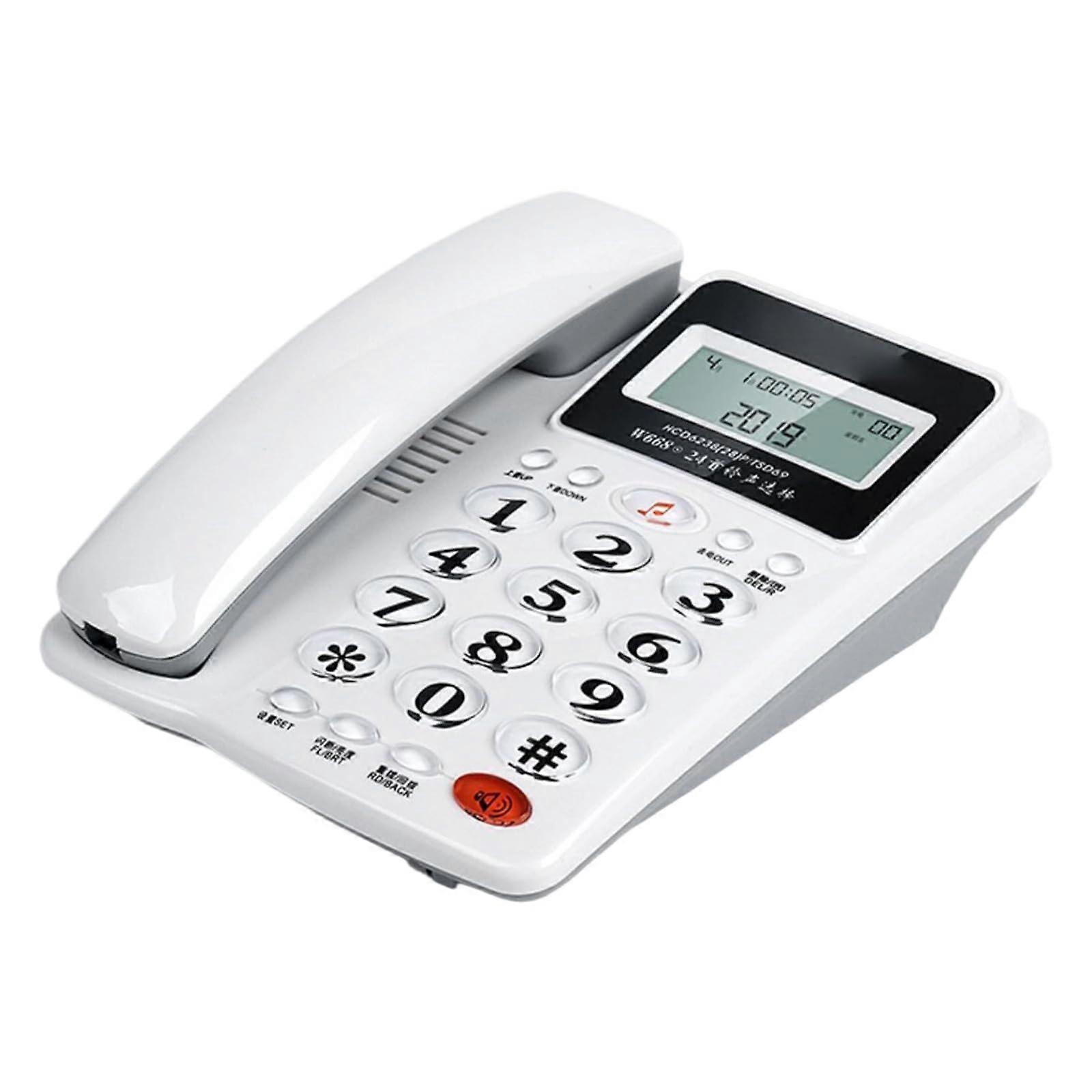 Corded Telephone For Seniors With Call Display, Analog Landline, White LargeButton Desk Phone For Home