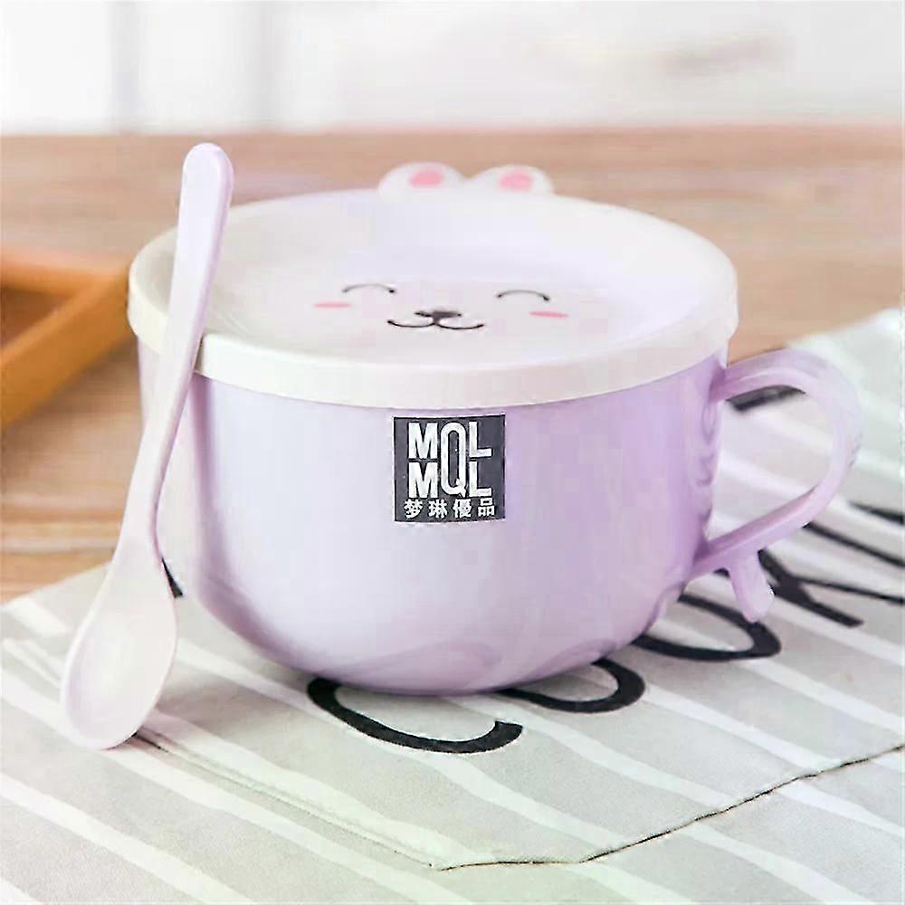Stainless Steel Double-layer Ramen Noodles Bowl Anti-scalding Instant Noodle Bowl Large Capacity With Lid And Spoon Tableware
