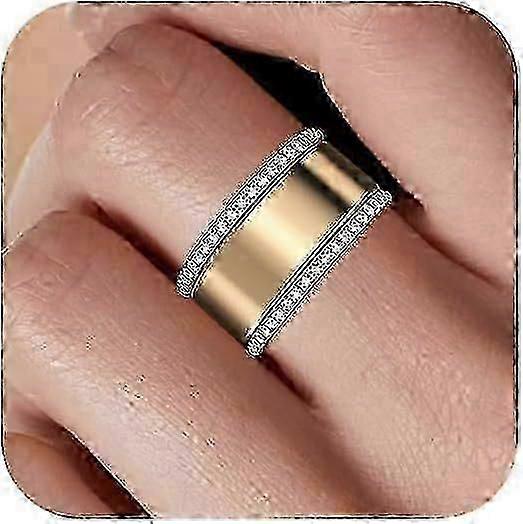 عبوة من 2 حلقات تكديس مطلية بالذهب عيار 14 قيراطا لخاتم أورا الجيل 4 / خاتم أورا الجيل 3 ، خواتم أورا كومة الماسية المكعبة من الزركونيا للنساء