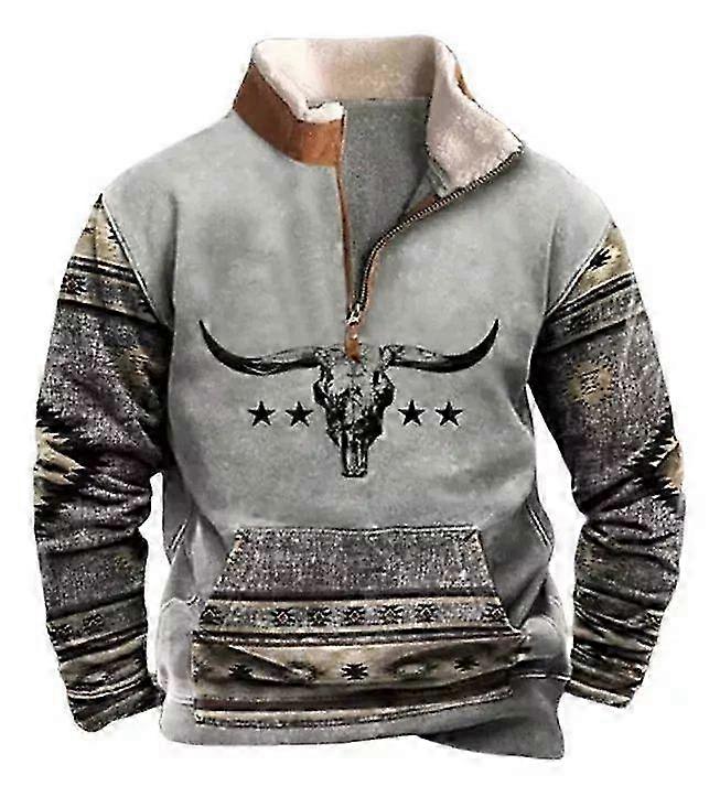 Men's Sweater Long Sleeve Half Zip Sweater Grey