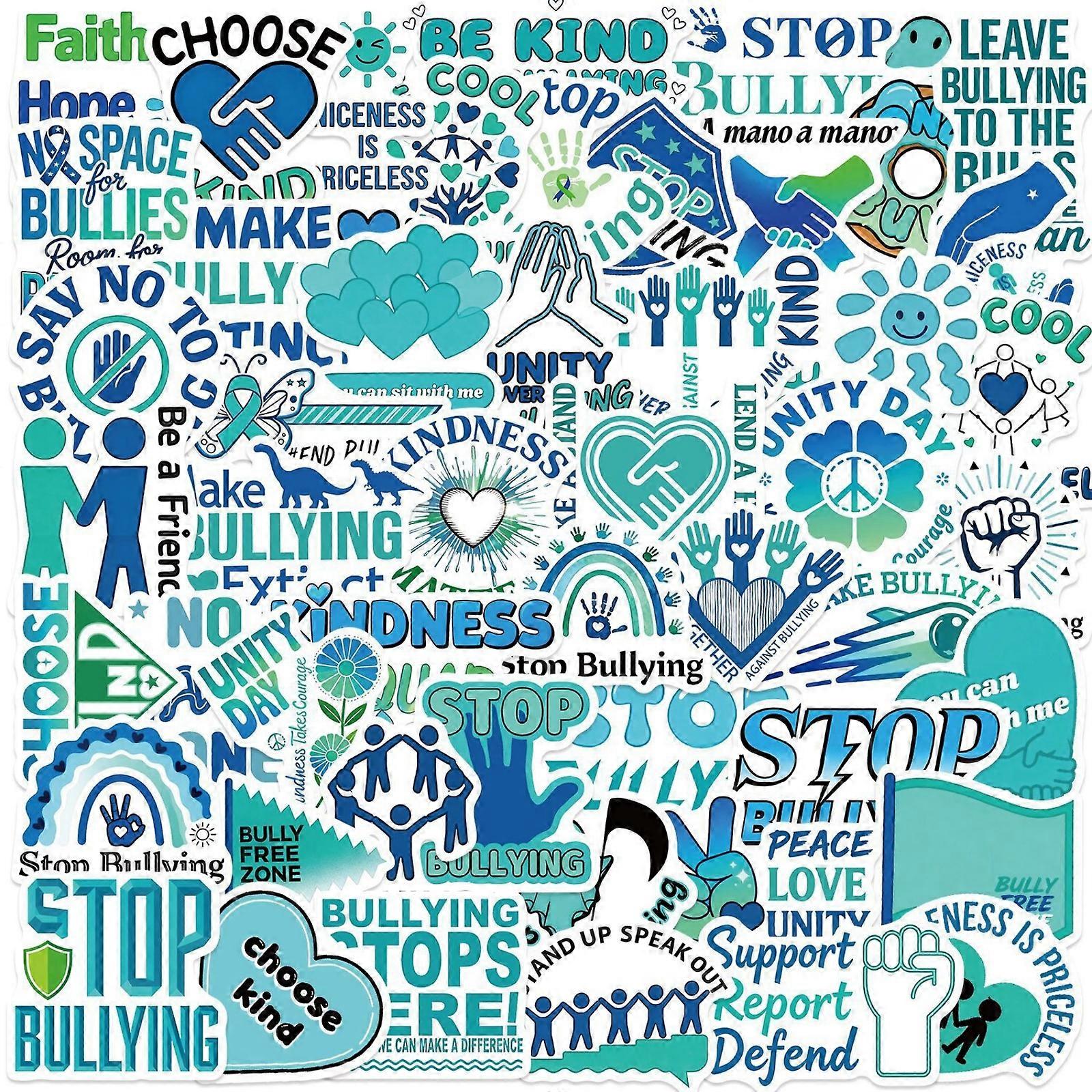 Creative Removable Cartoon AntiBullying Stickers 50Pack PVC Decals for Personalizing Devices Notebooks DIY Craft Projects Multicolor