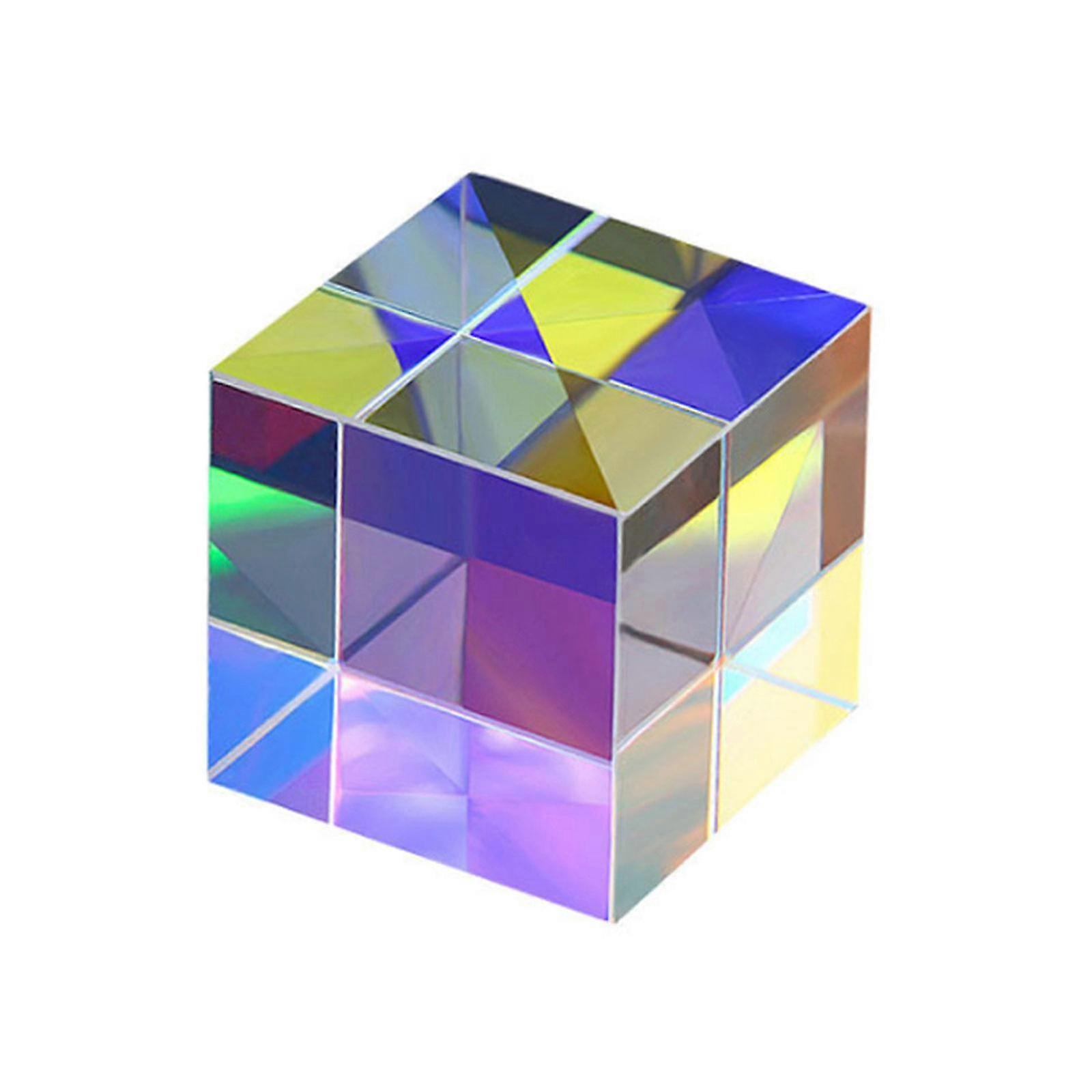 Color Cube Crystal Glass Cube Prism, Multi-Color Cube Toys and Desktop Decoration 25-26