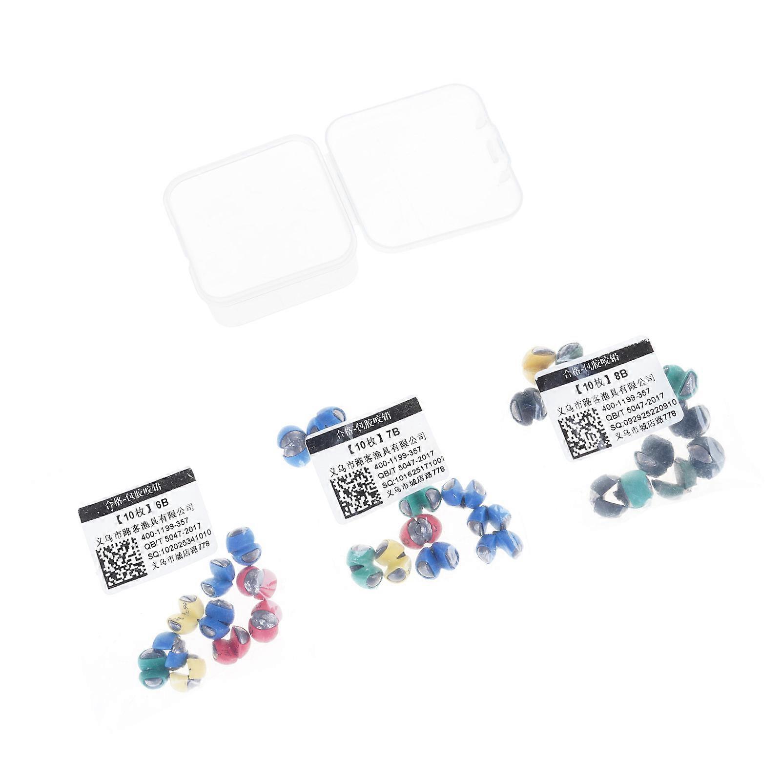 30pcs Rubber Split Shot Sinkers High Density Leads Weights Quickly Change Inline Carps Sinkers for Fishing Line Grip Multicolor