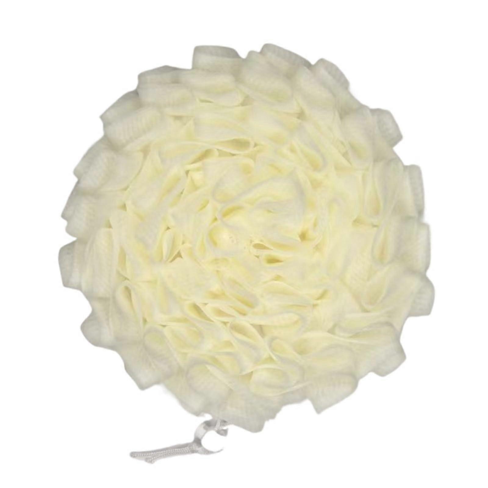 Loofah Bath Sponge with Drawstring, 2in1 Mesh Shower Ball and Towel for Gentle Skin Care, Beige