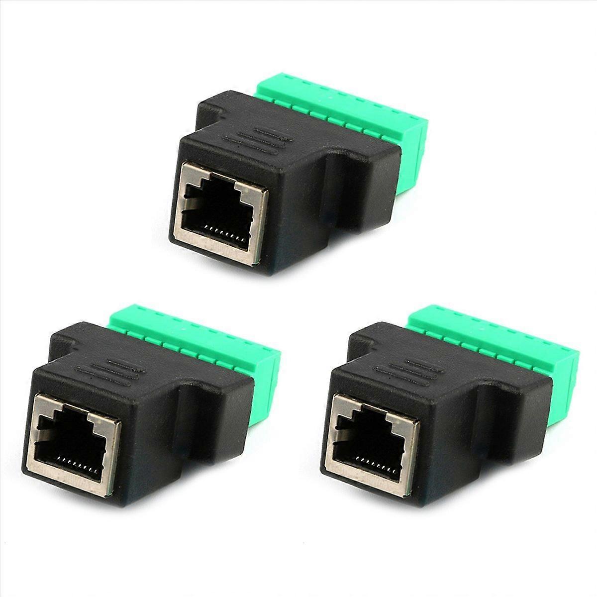 3X RJ45 Female to Screw Terminal 8 Pin Connector Ethernet Cable Extender Adapter High Quality Networ