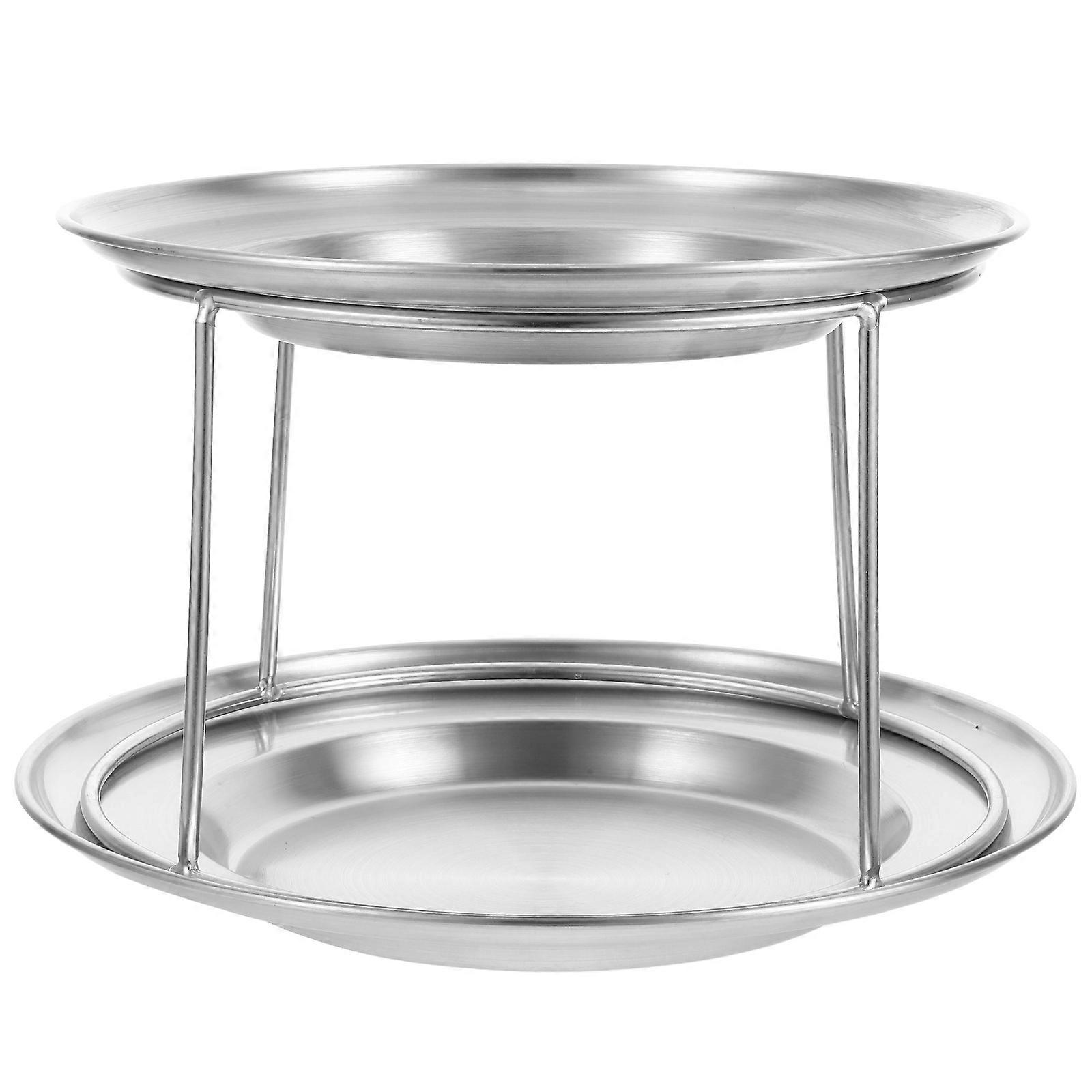 Seafood Tray Stainless Steel Display Stand for 1Set Double Layer Serving