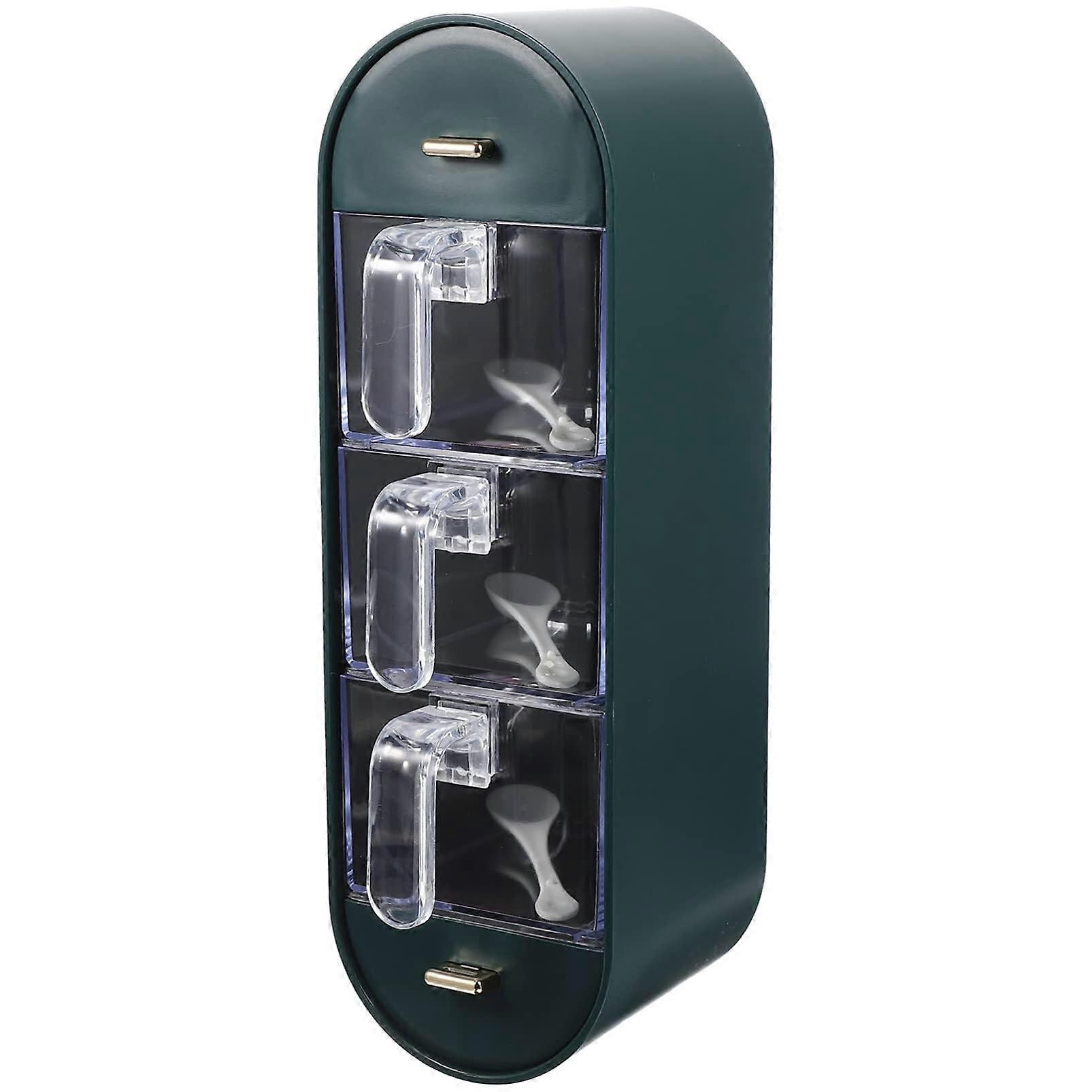 Wall Mounted Spice Rack with Clear Airtight Lid, Three Removable Compartments Kitchen Organizer