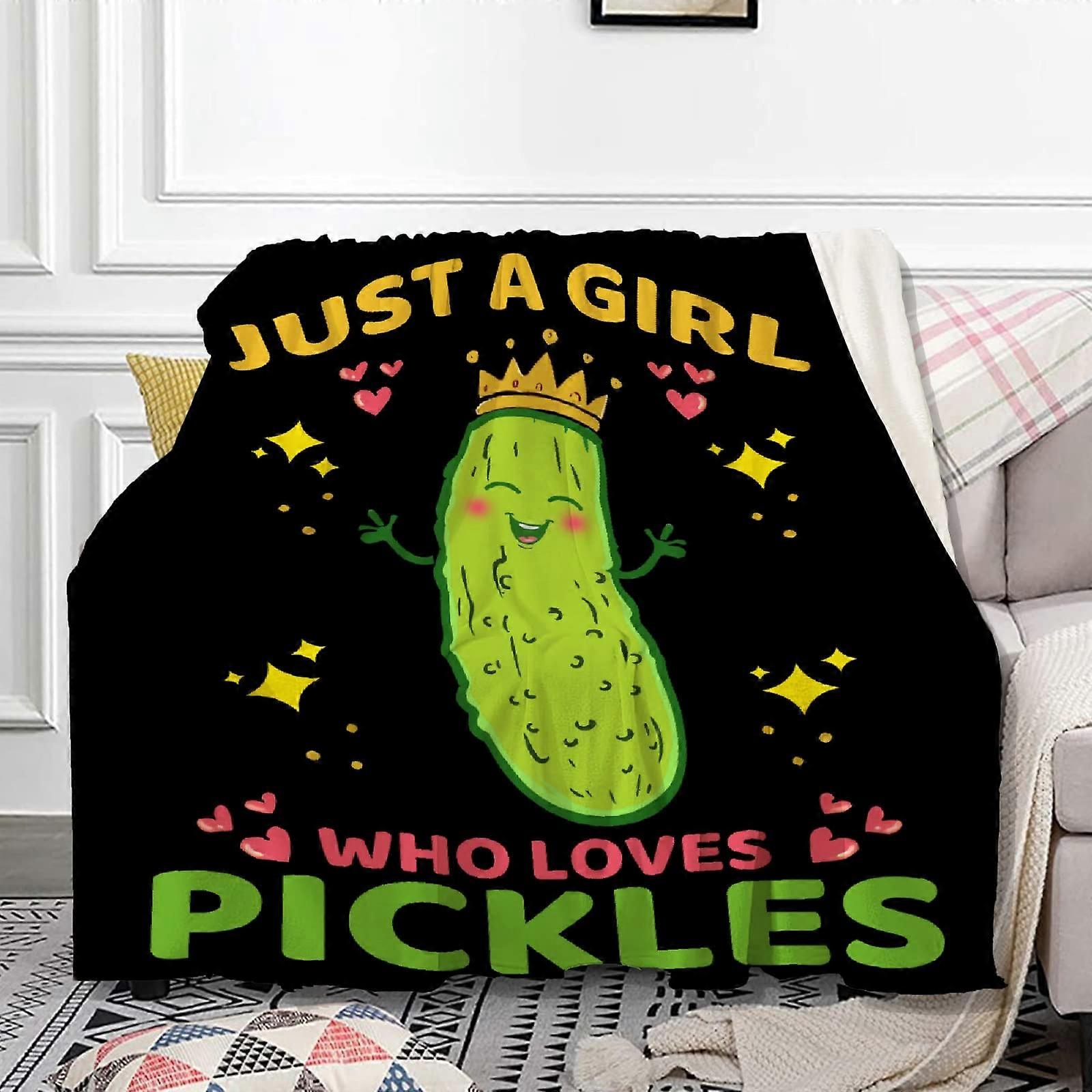 Pickle Blanket Ultra Soft Flannel Throw with Cute Pickle Print for Couch or Bed 60x50 Inches