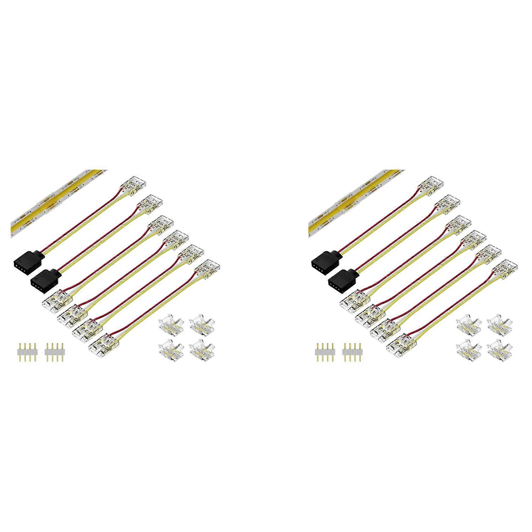 2set 10mm Connectors for CCT Tunable COB LED Strip Light 3 Pin Solderless Terminal Extension Connection Kit