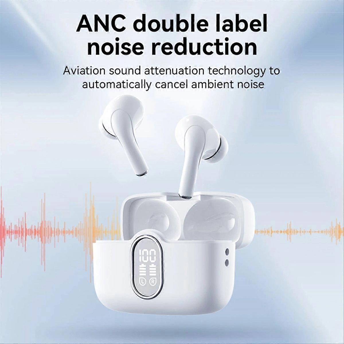 Wireless Headset Bluetooth Earphones BT5.3 LED Display IPX4 Black