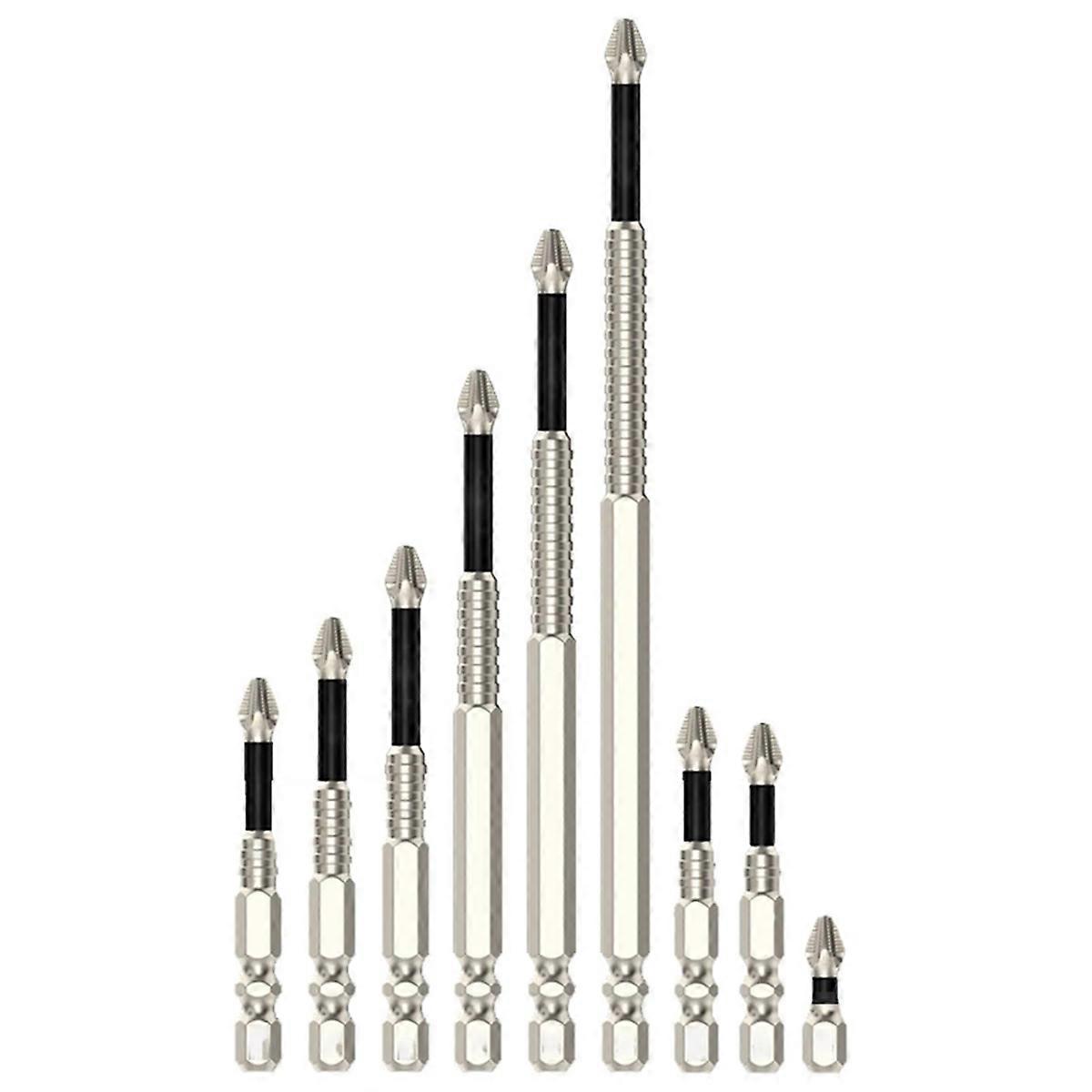 9pcs PH2 -Magnetic Screwdriver Bit Long Drill Bits 25-150mm