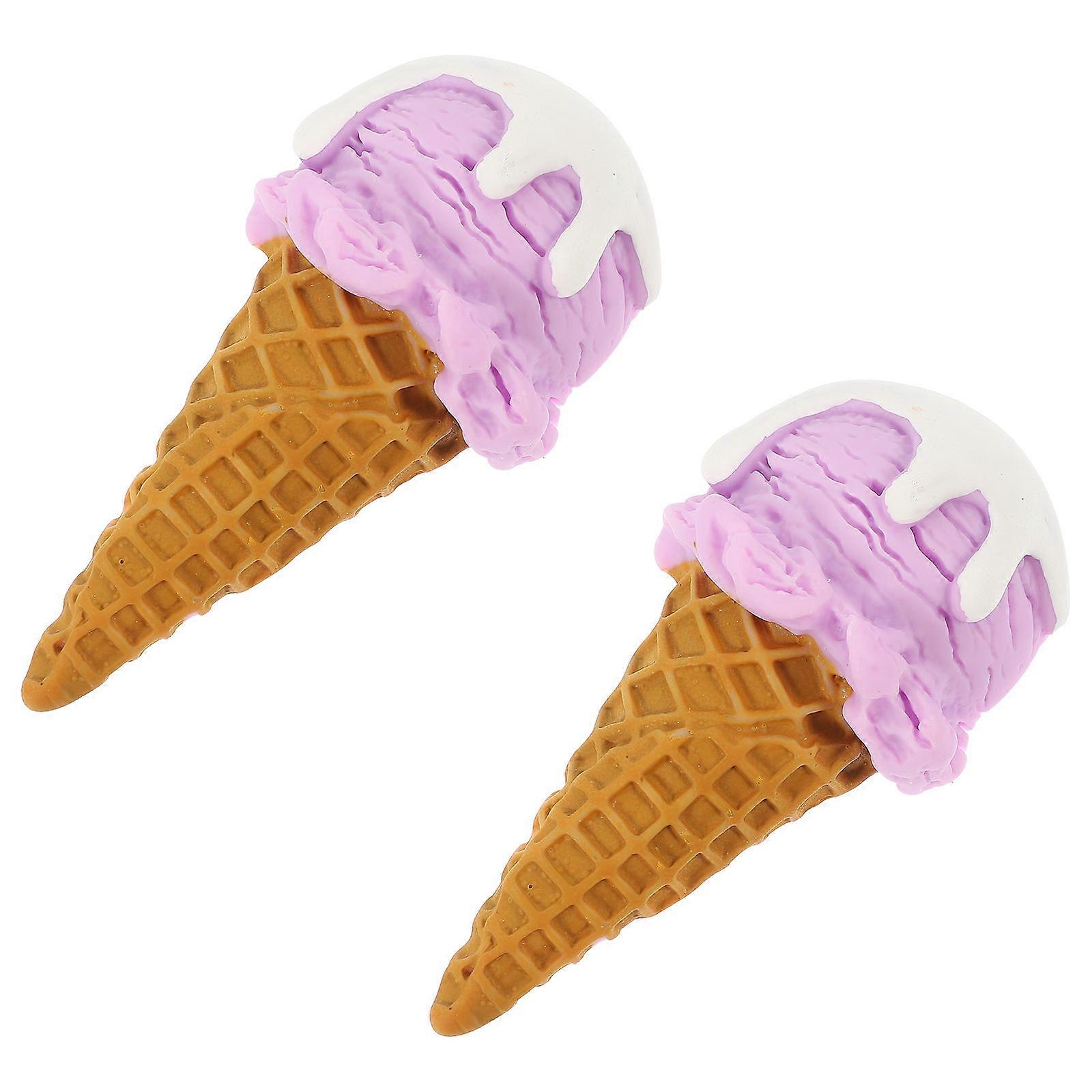2Pcs Fake Ice Cream Cone Artificial Ice Cream Model Dessert Prop Shop Display Photo Prop