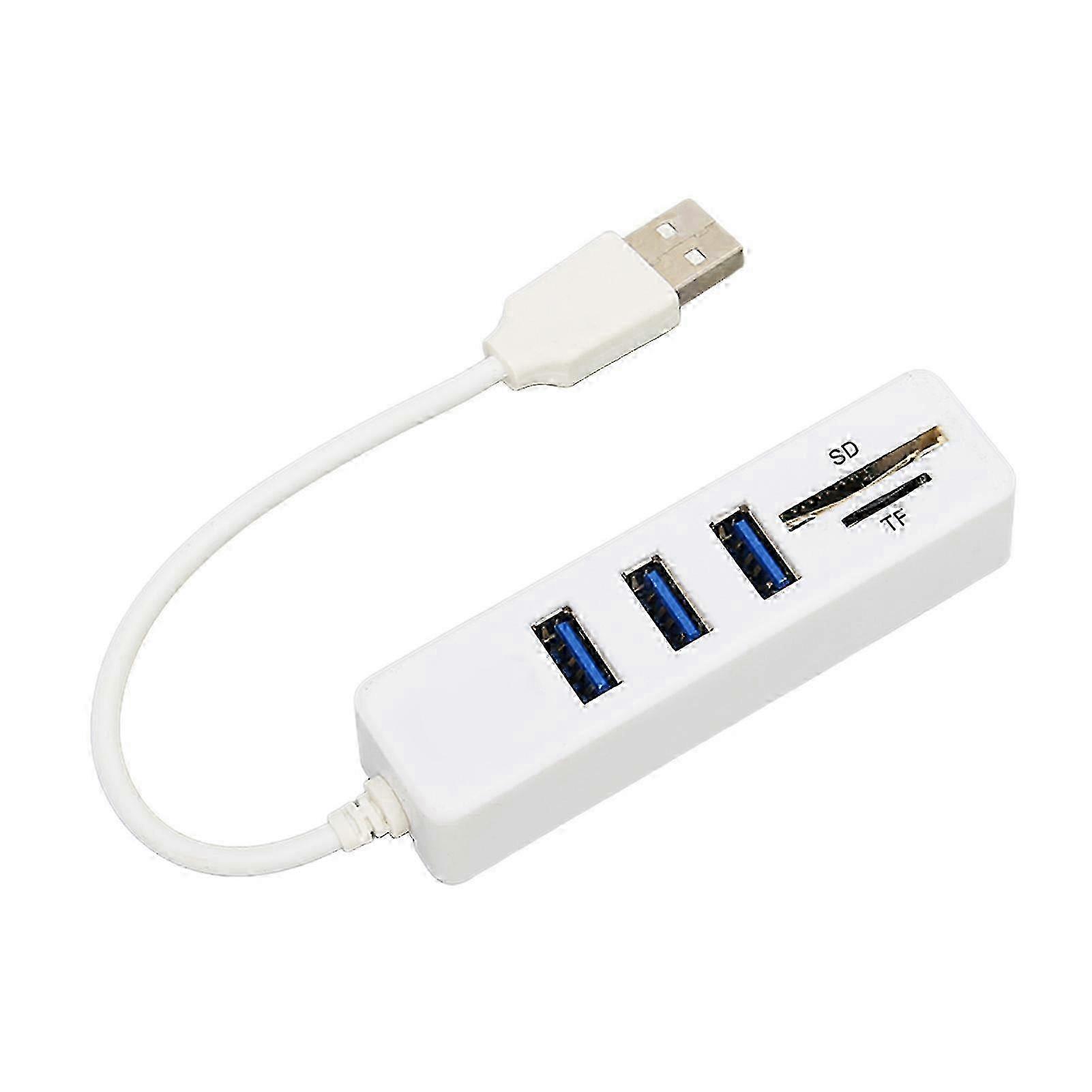 USB2.0 Hub Memory Card Storage Card Reader High Speed Transmission Plug and Play Easy Access USB SplitterWhite 25-26S