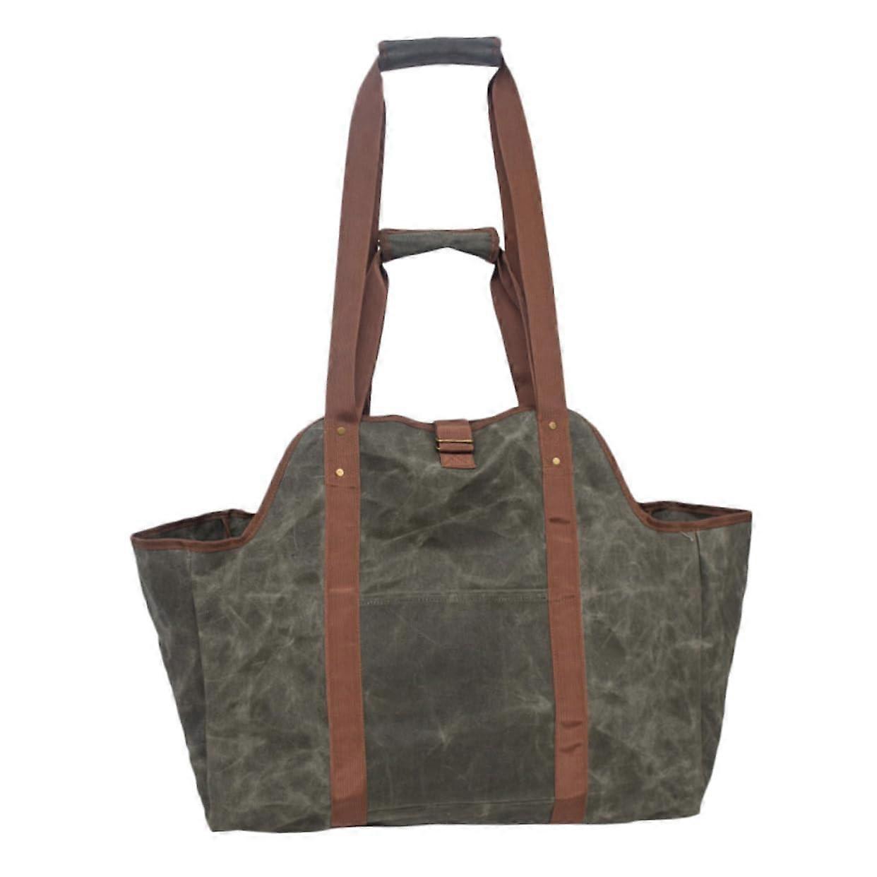 Firewood Carrier Waxed Canvas Log Tote Bag Heavy Duty Water Resistant Large Capacity for Fireplace