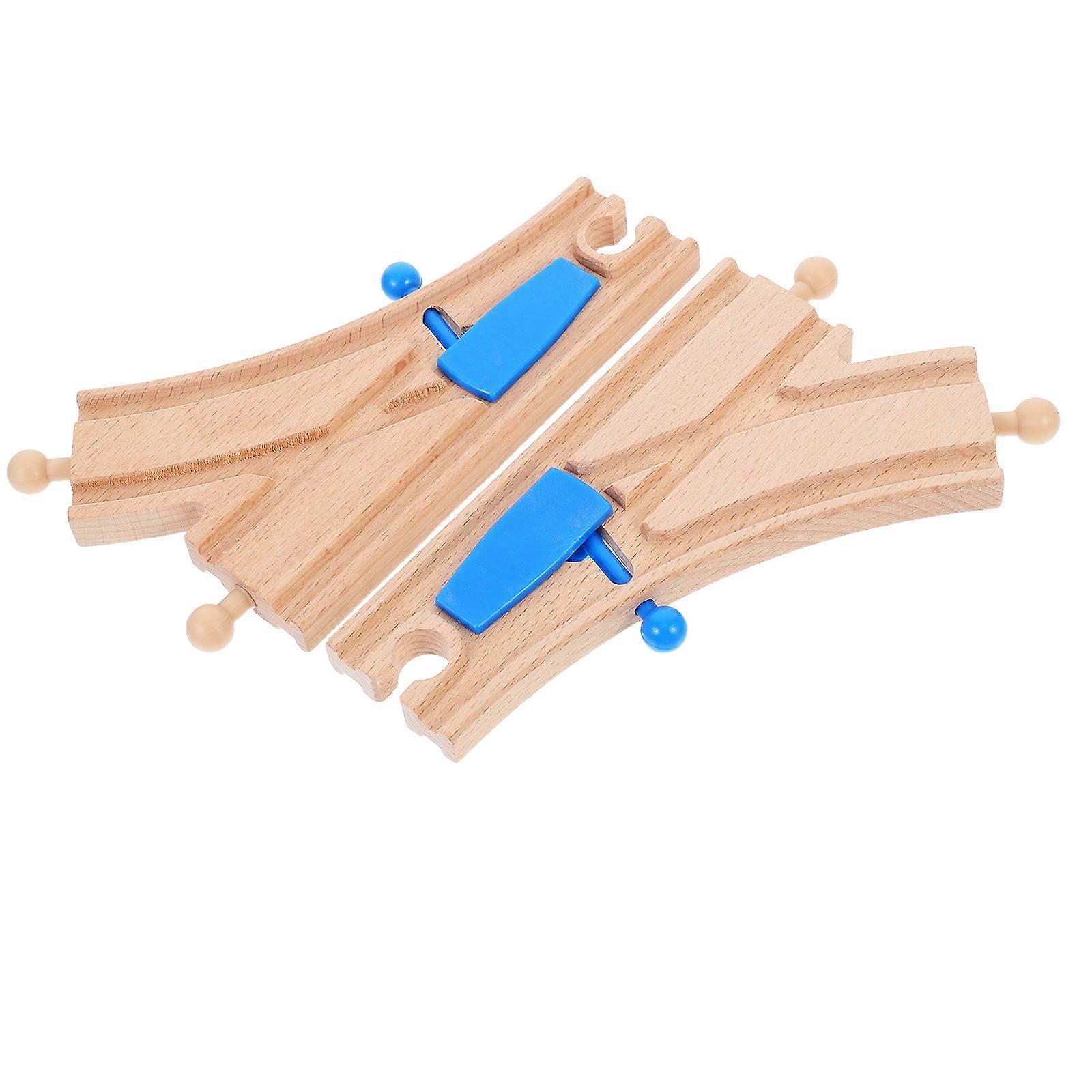 Wood Train Track Intersections Switch Track for 2Pcs Educational Toy Set