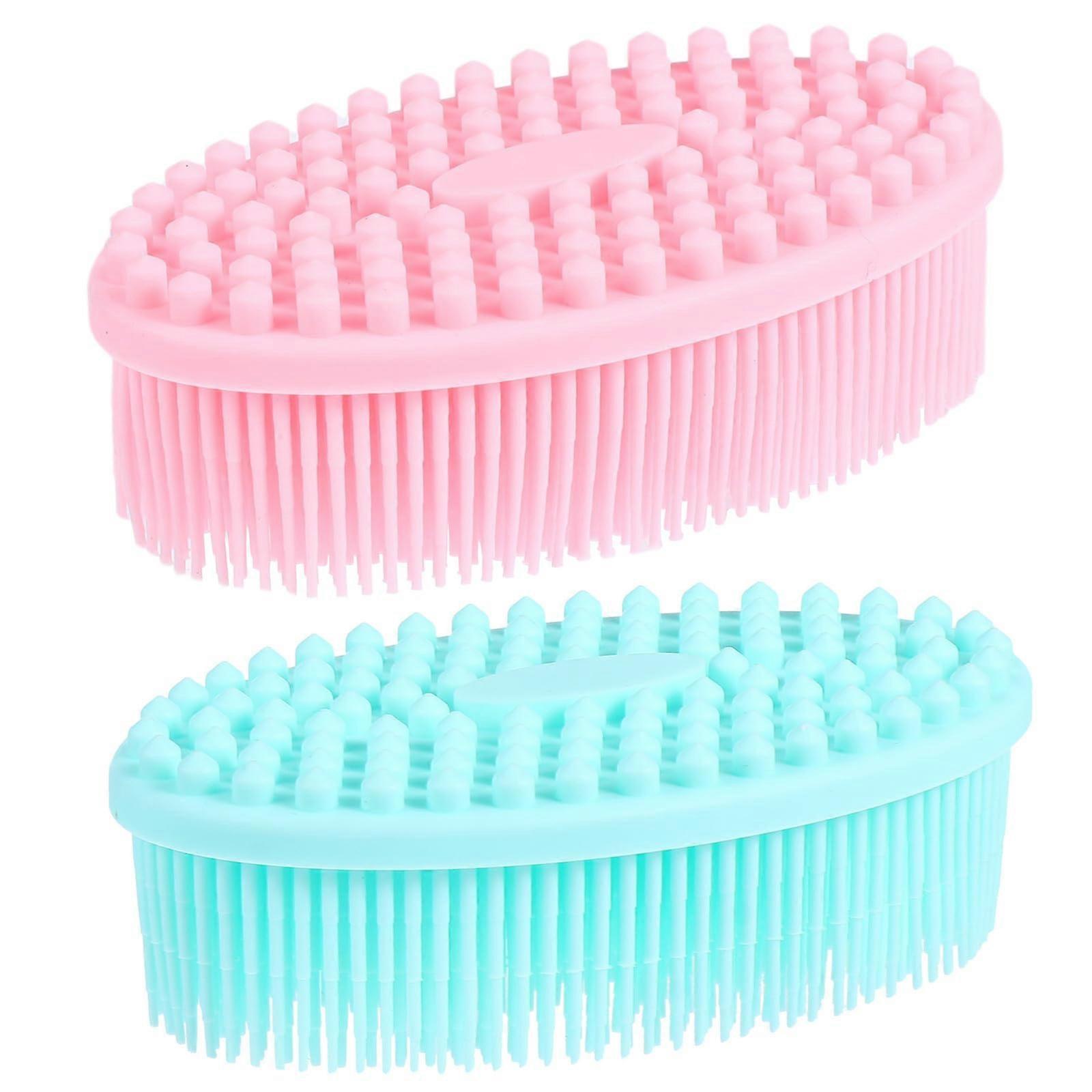 2pcs Silicone Bath Brush and Body Scrubber for Deep Cleansing with Ergonomic Grip, Random Color