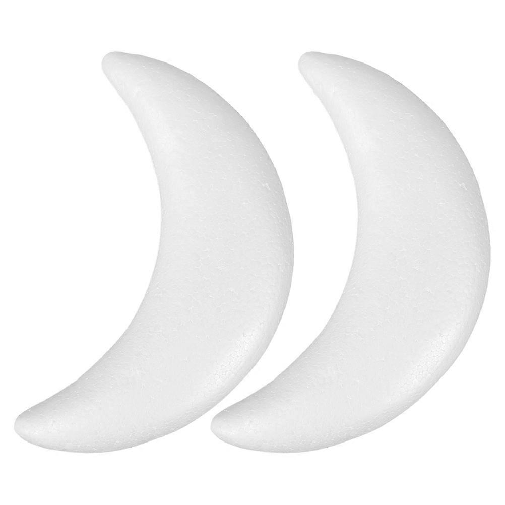 White Foam Moon Shaped Polystyrene Ornaments for DIY Craft Projects 2Pcs