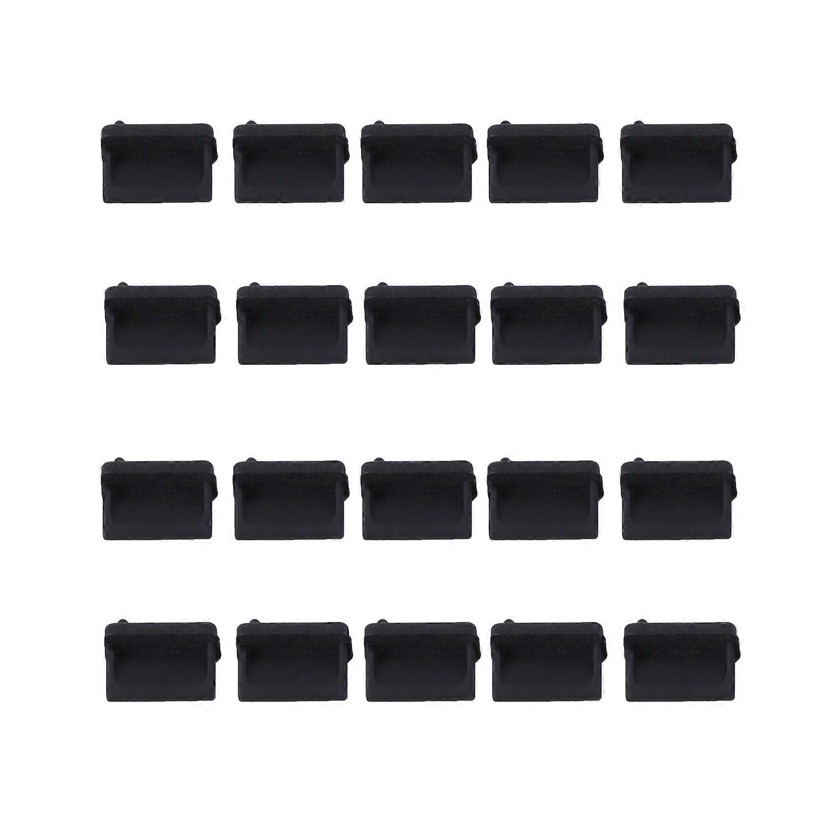 20 Pcs Silicone USB Port Plug Dustproof Plug Stopper Protection Cap Black