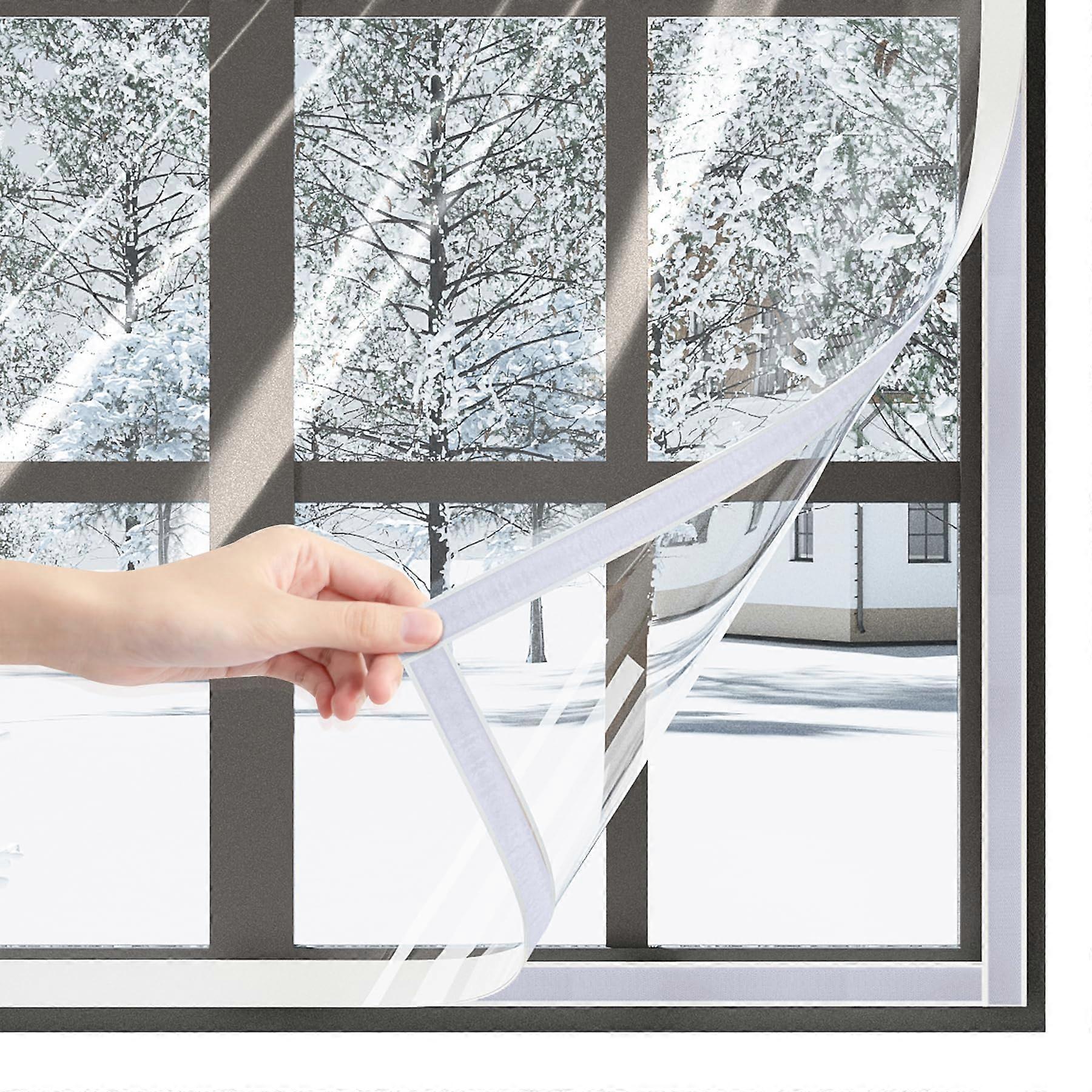Window Insulation Kit 63x63 Inch Adjustable Transparent Cover for Energy Saving and Reusable Use