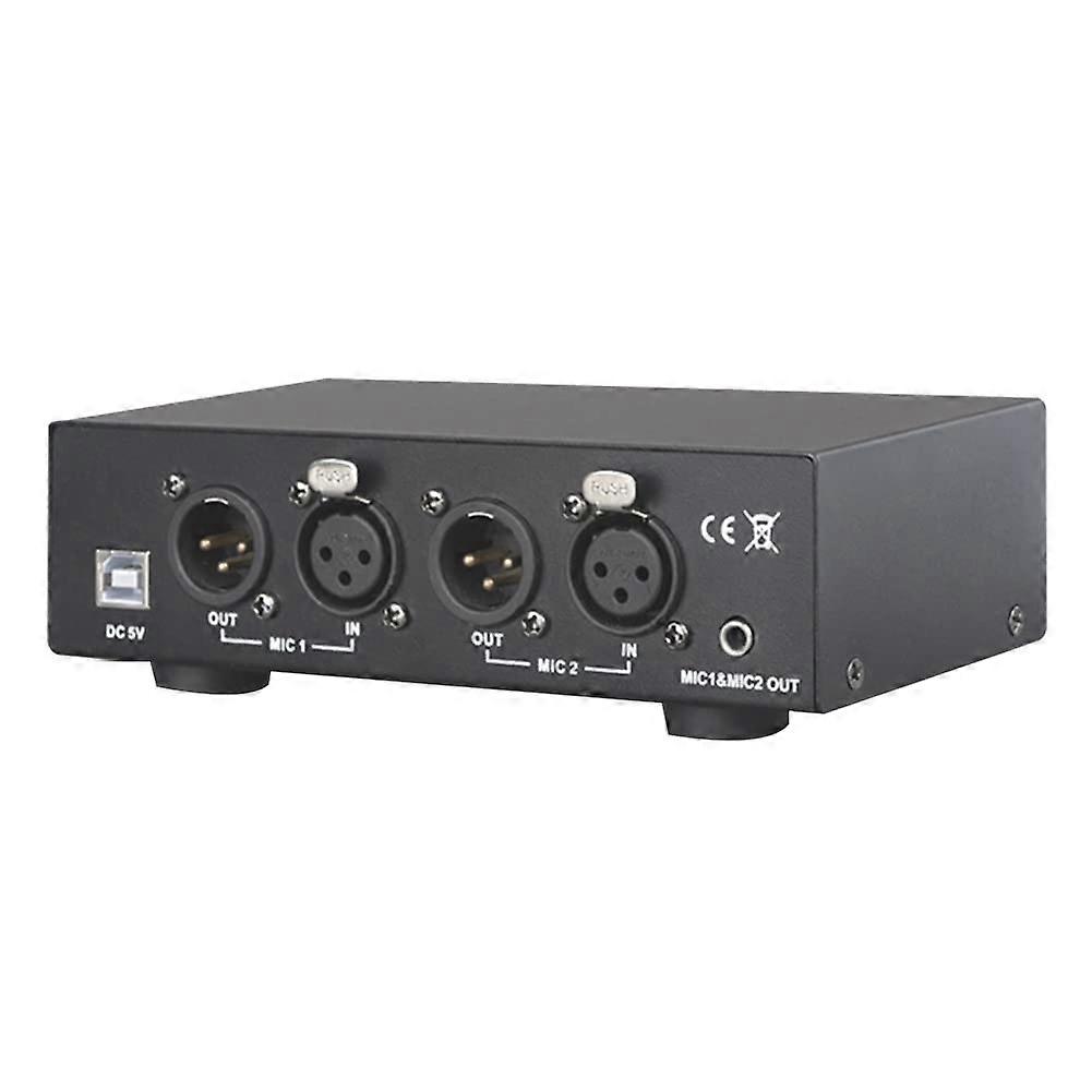 48V USB Dual Output Phantom Power Supply for Condenser Microphones with Noise Reduction and Balanced Audio