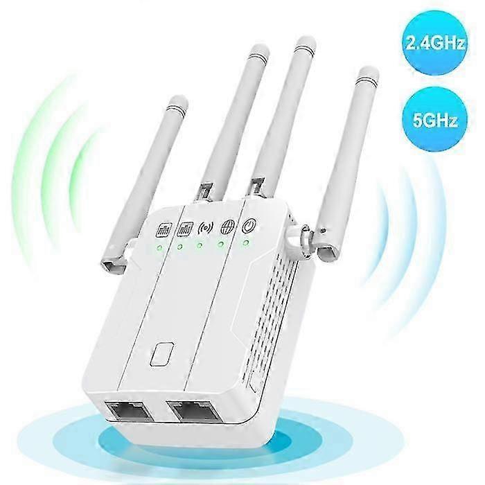 Wifi Amplifier 1200 Mbps With 2 Ethernet Ports, Covers Up To 100 M, Compatible With All Internet Boxes