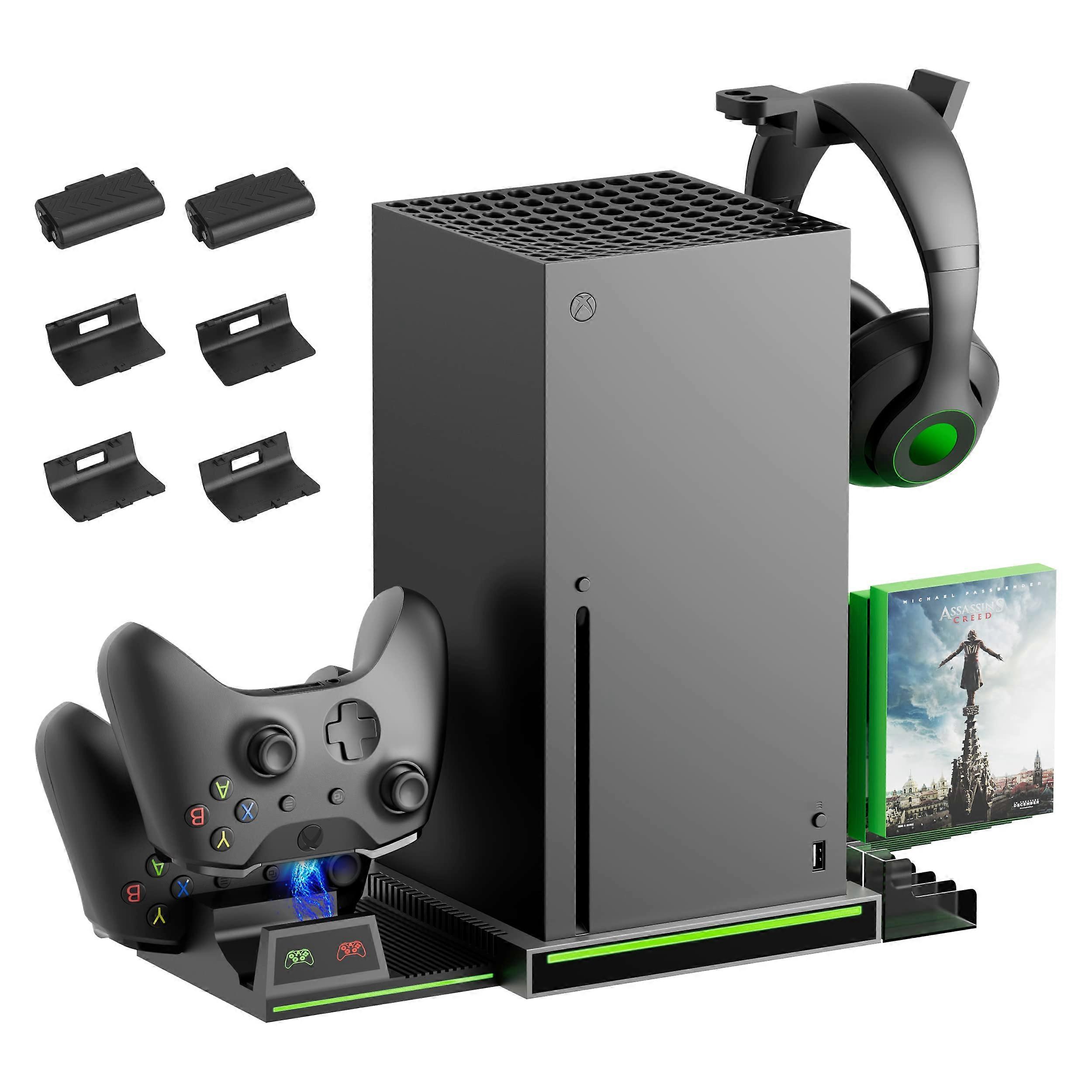 Charging Station with Fast Dual Controller Charger, Battery Packs, Game and Headset Organizer for Xbox Series X