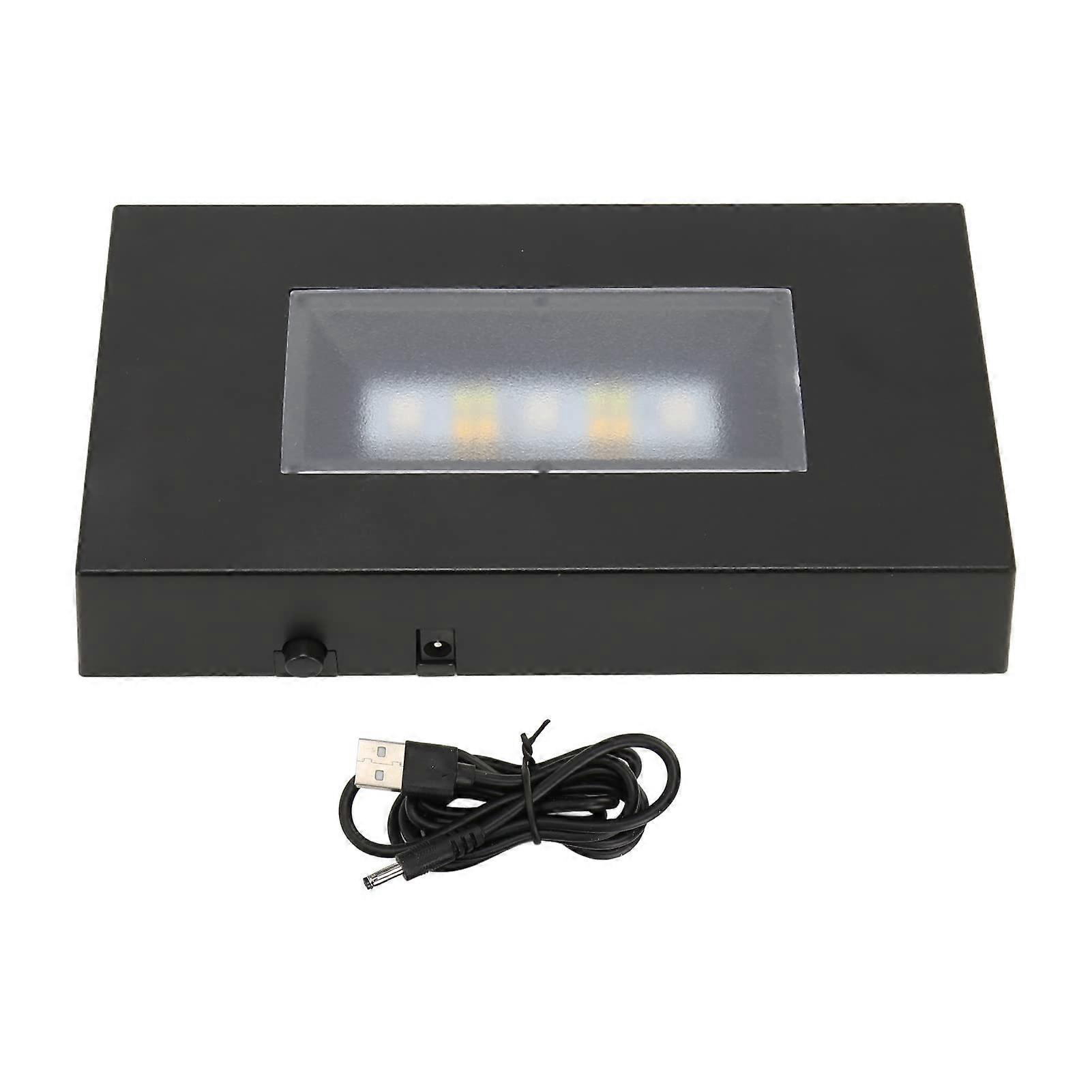 LED Display Base USB Powered, MultiMode Lighting, Black Rectangular Stand for Glass Ornaments