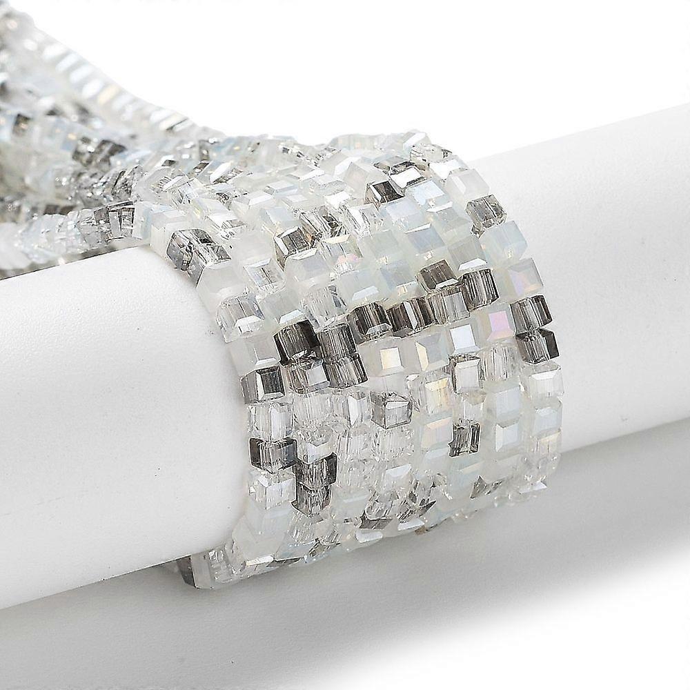 Gradient color Electroplate Glass Bead Strands Segmented Multi-color AB color Plated Faceted Cube Gray 2.5x2.5x2.5mm Hole: 0.8mm 170~180pcs/strand 16.
