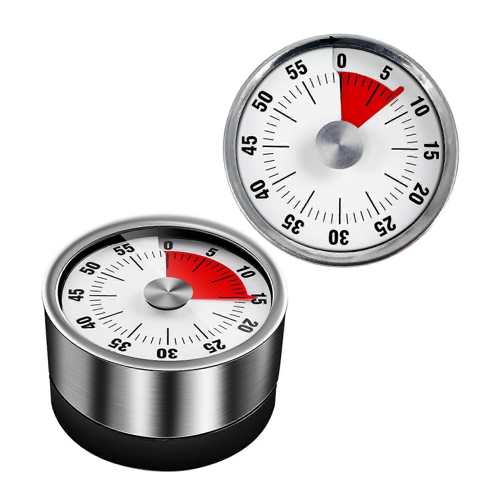 2pcs Magnetic Mechanical Kitchen Timer 60 Minute Countdown Battery Cooking and Baking Alarm