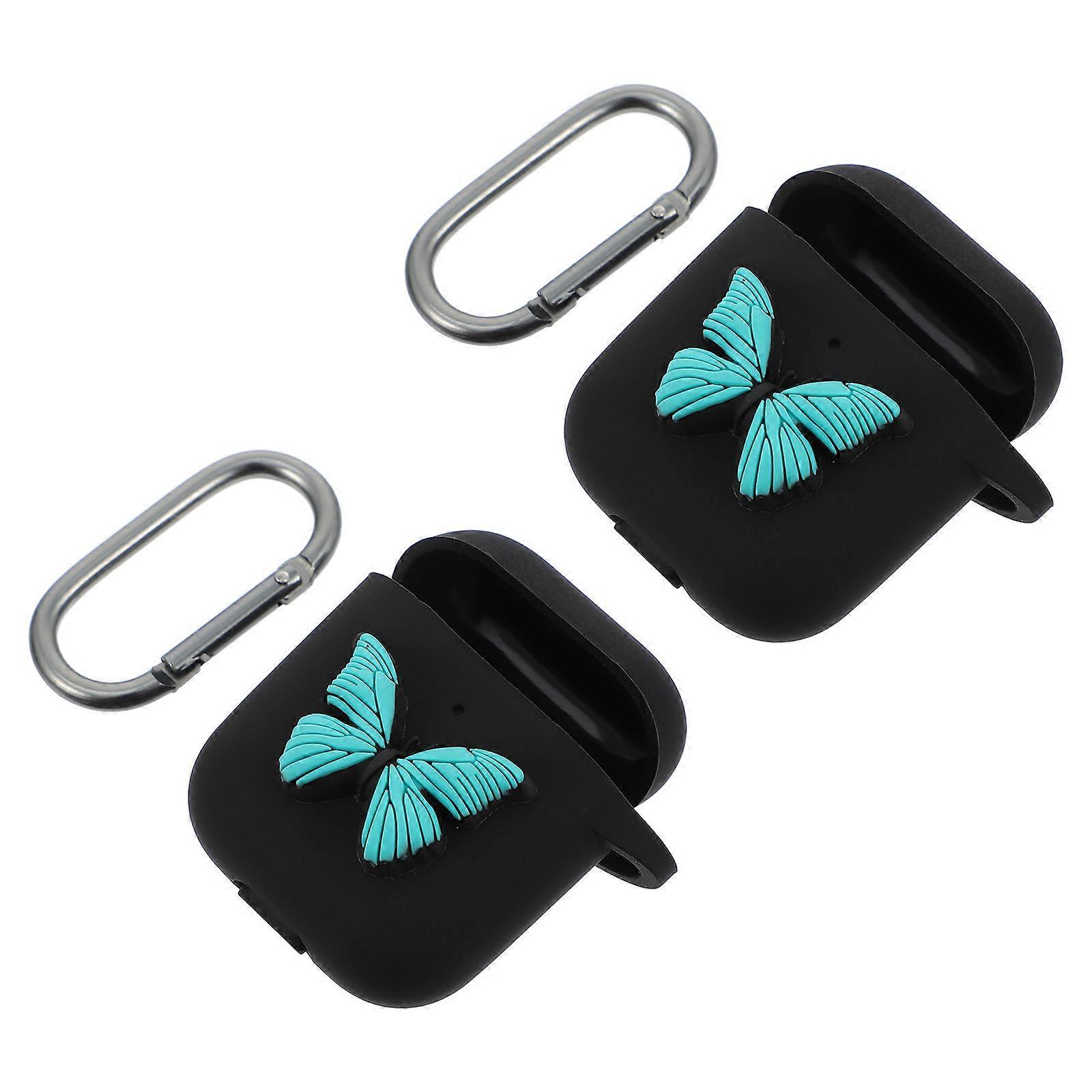 Earphone Case for Protection 2Pcs Wireless Earbuds Silicone Material Black