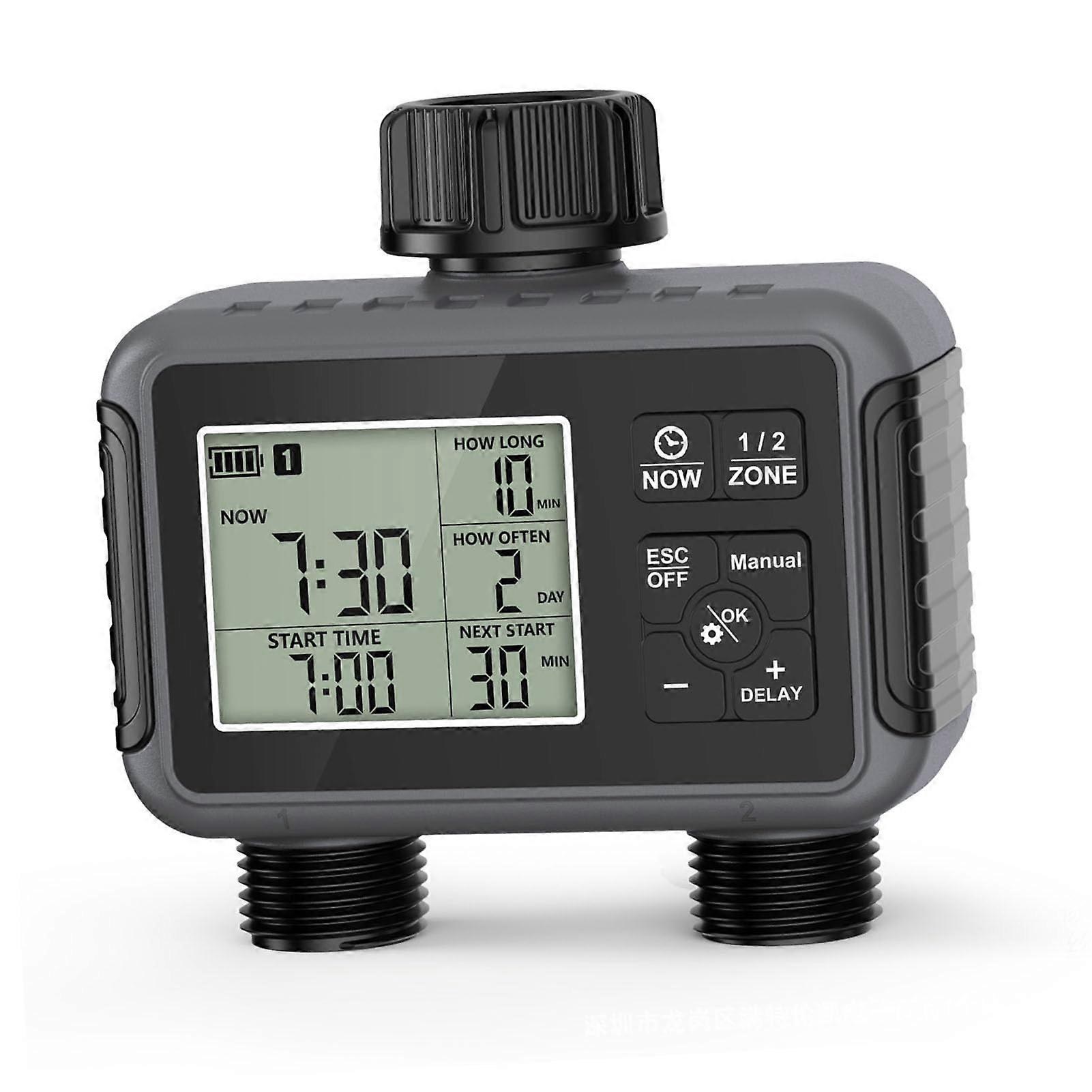 Smart 2Zone Sprinkler Timer with Rain Delay and LED Display for Garden and Lawn Irrigation