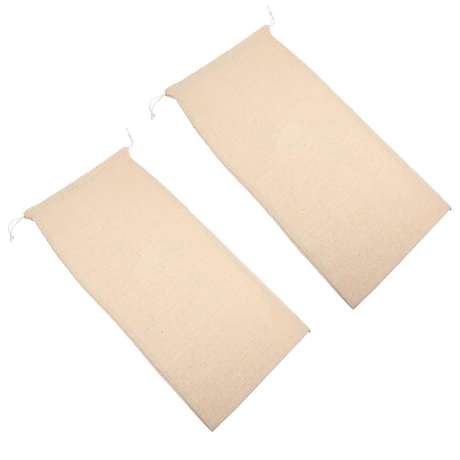 White Drawstring Bread Storage Bags Cotton for Storage 4Pcs Household