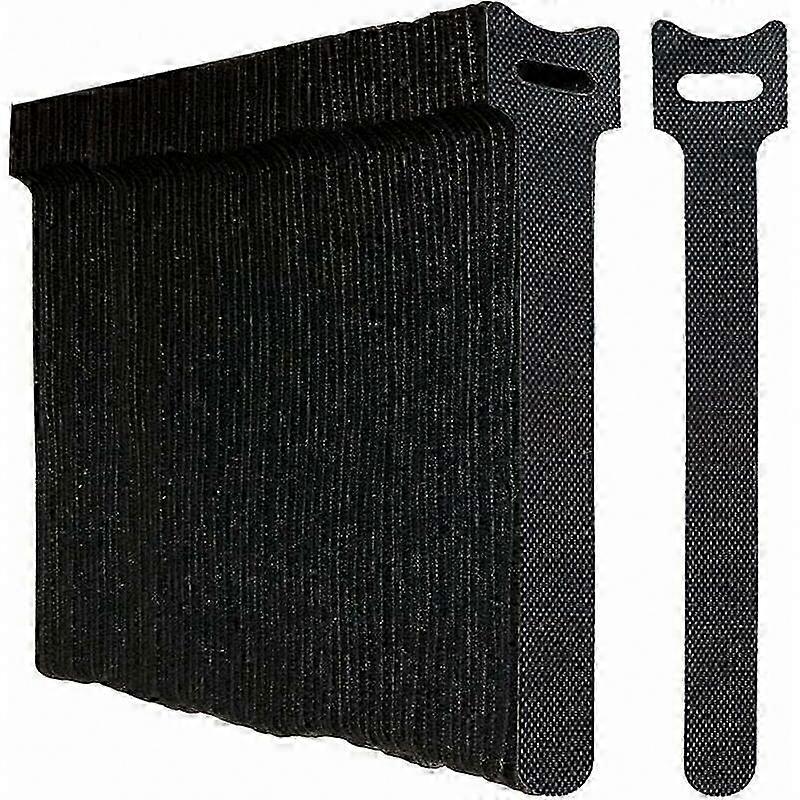 100-Pack Reusable Cable Ties, Black Hook and Loop Straps for Cord Management and Organization