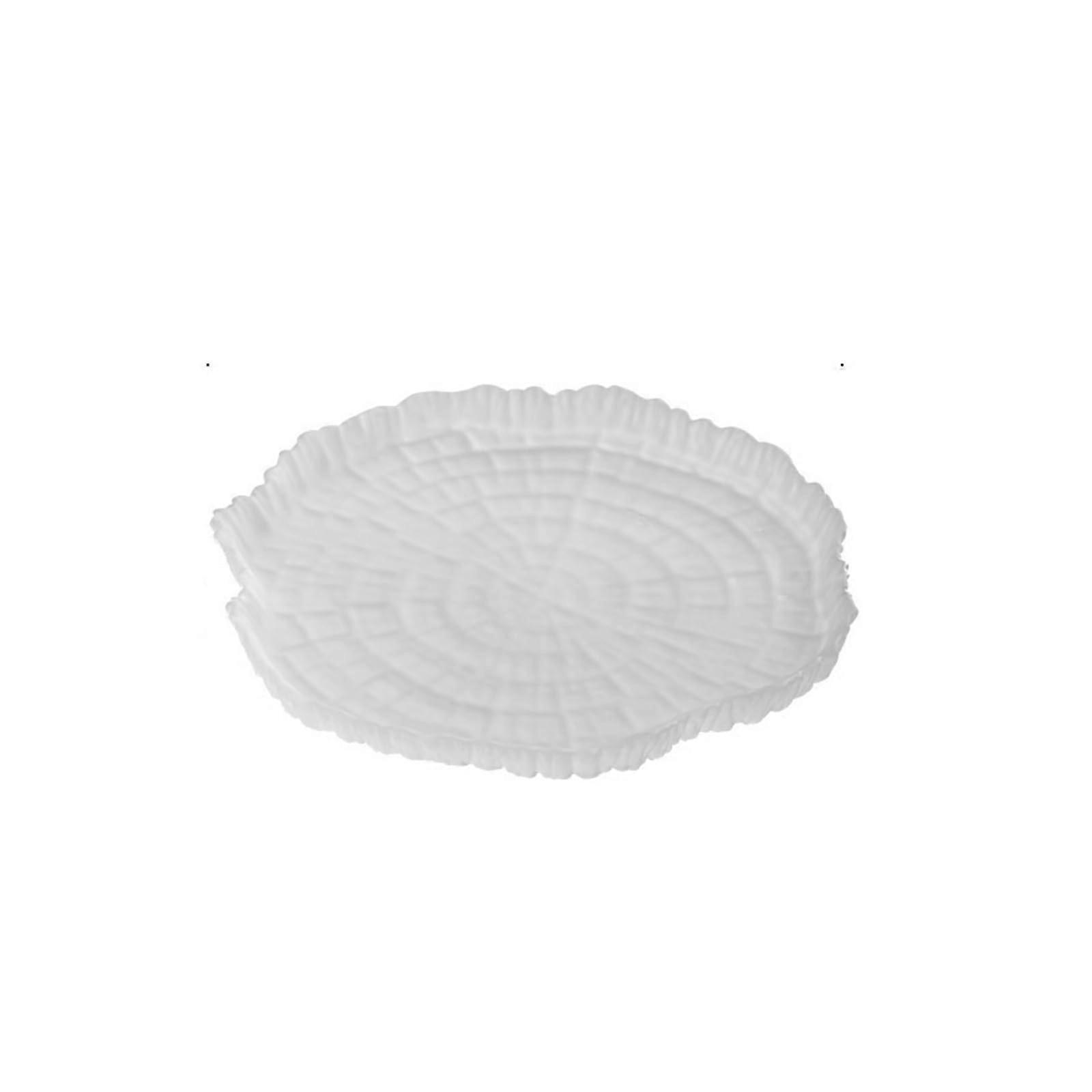 Glass Salad Plate with Elegant Irregular Design, 25cm Shallow Appetizer Serving Dish Stackable