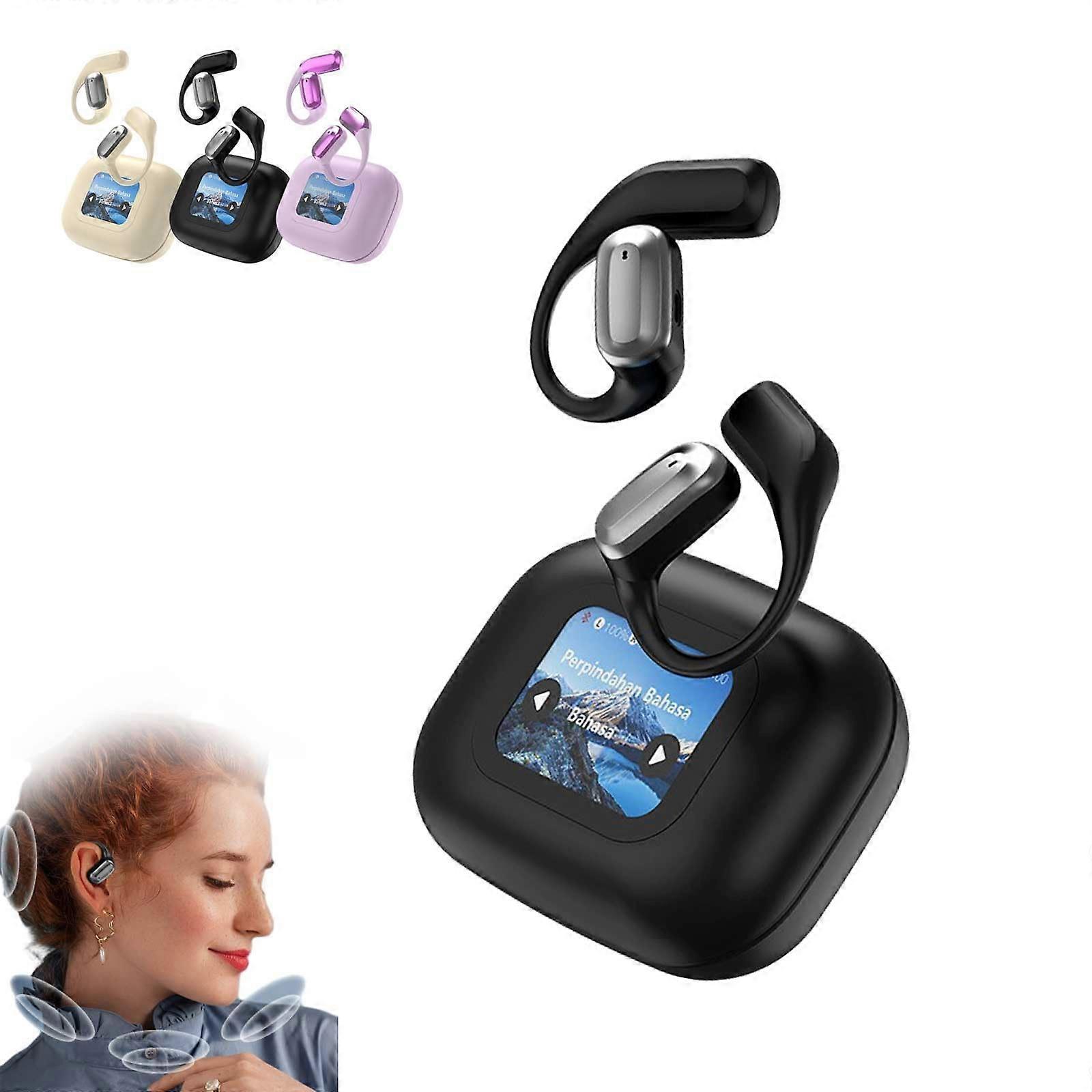 AI Translator Earbuds with Realtime 144Language Translation, Wireless Bluetooth, Black